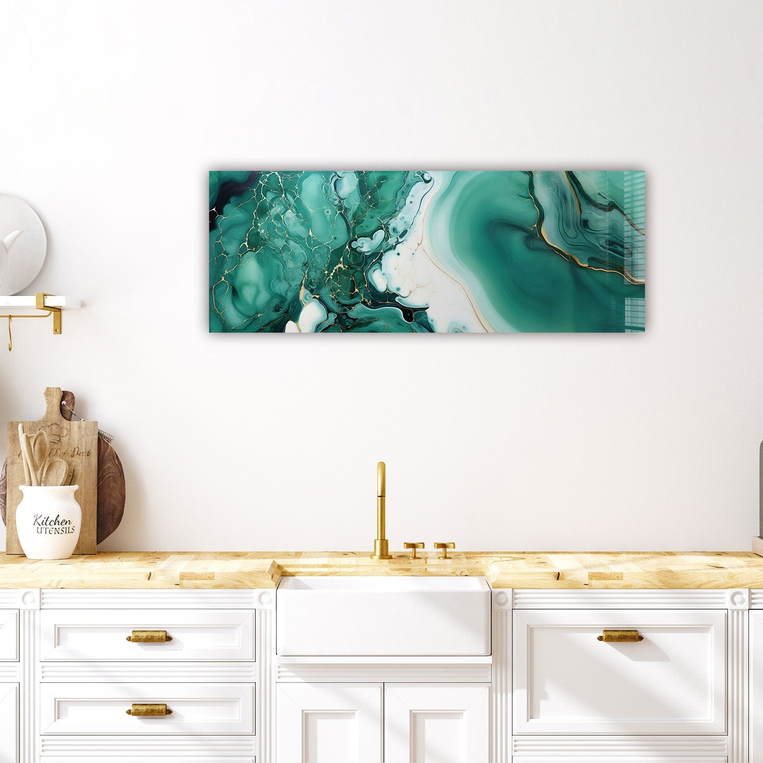 Artronauts Glass Print 92x36cm Green Marble Design II - Panoramic
