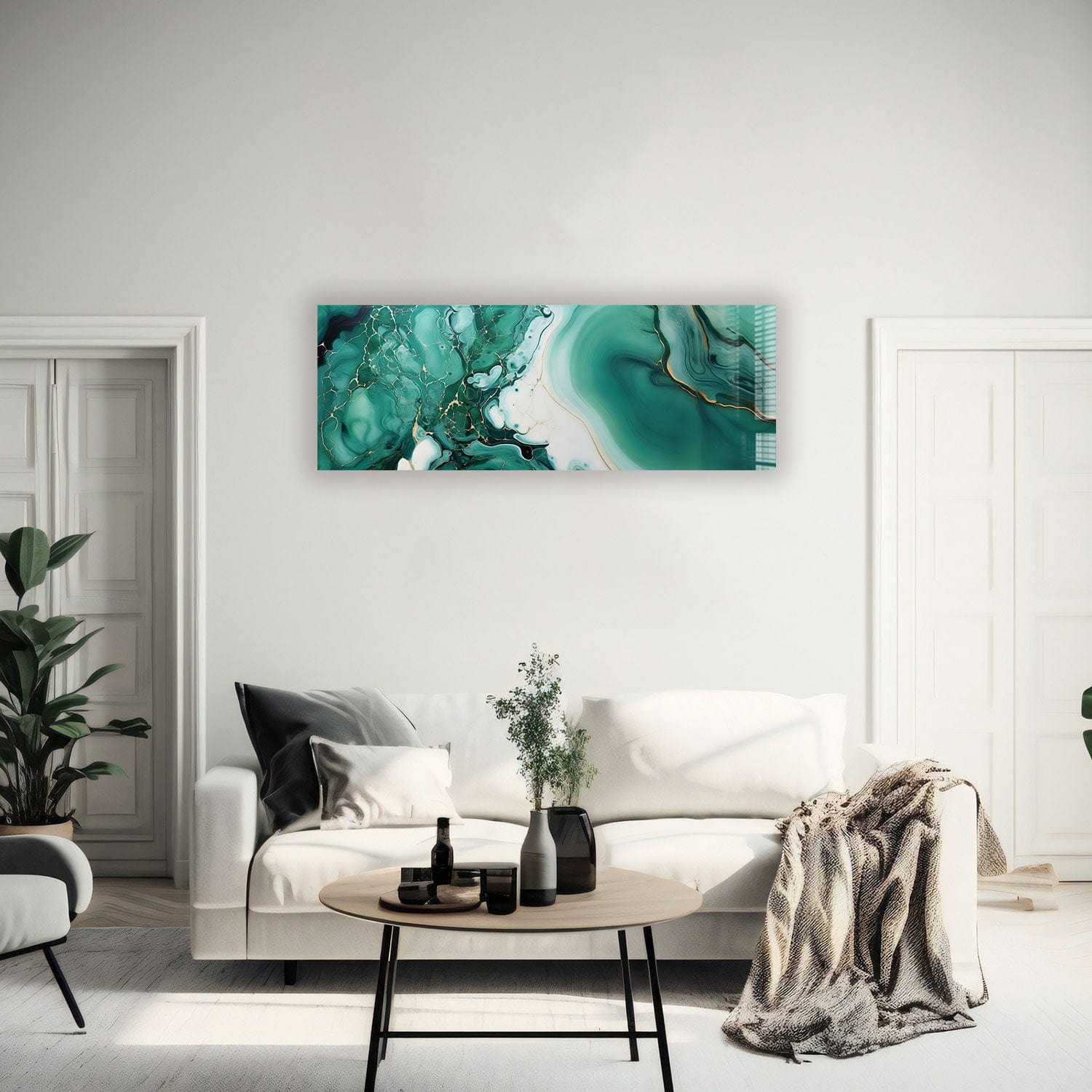 Artronauts Glass Print 92x36cm Green Marble Design II - Panoramic