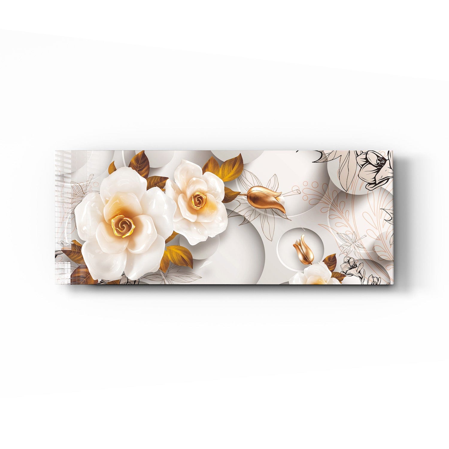 Artronauts Glass Print 92x36cm White Rose - Panoramic