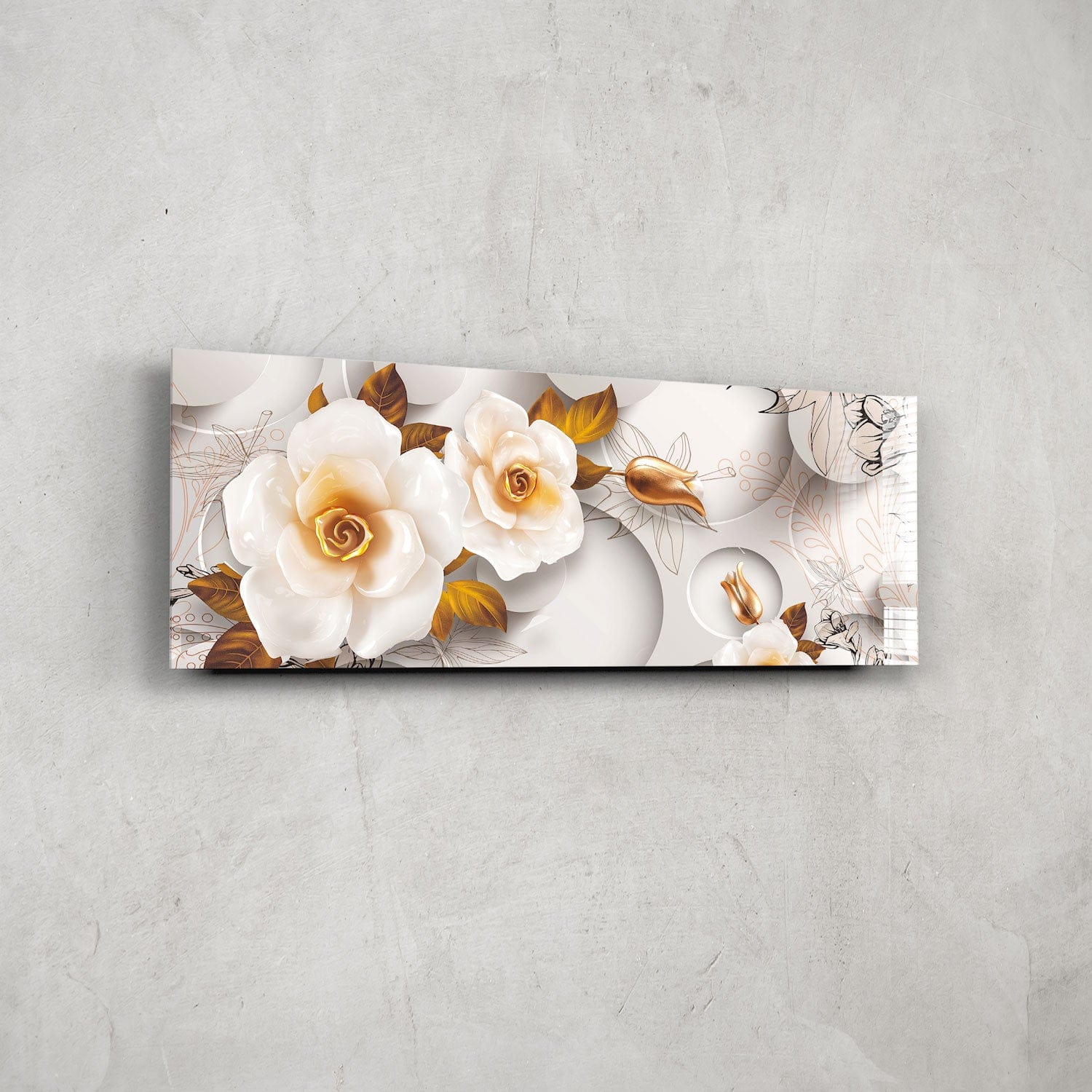 Artronauts Glass Print 92x36cm White Rose - Panoramic