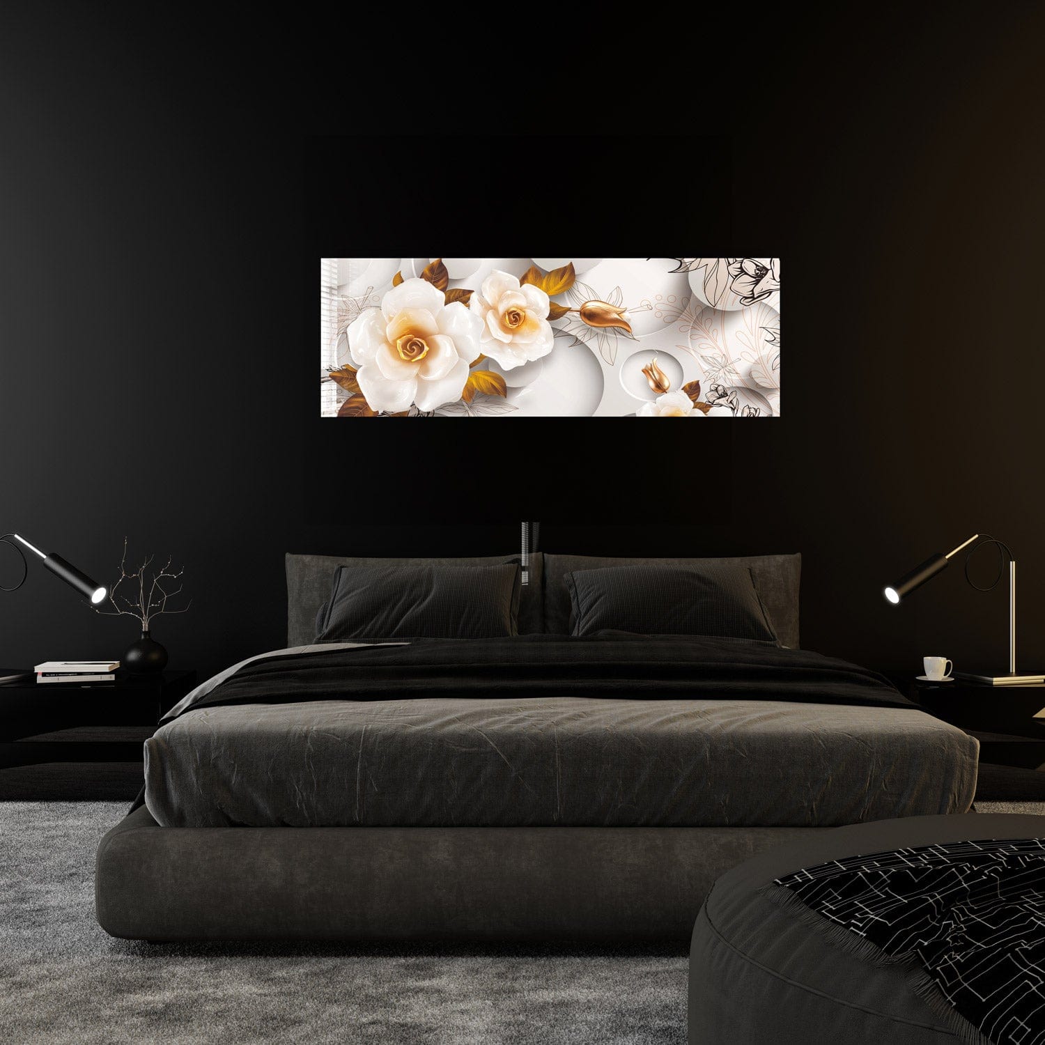 Artronauts Glass Print 92x36cm White Rose - Panoramic