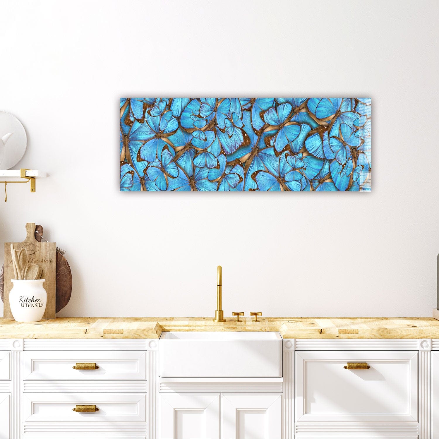 Artronauts Glass Print 92x36cm Floral Butterflies - Panoramic