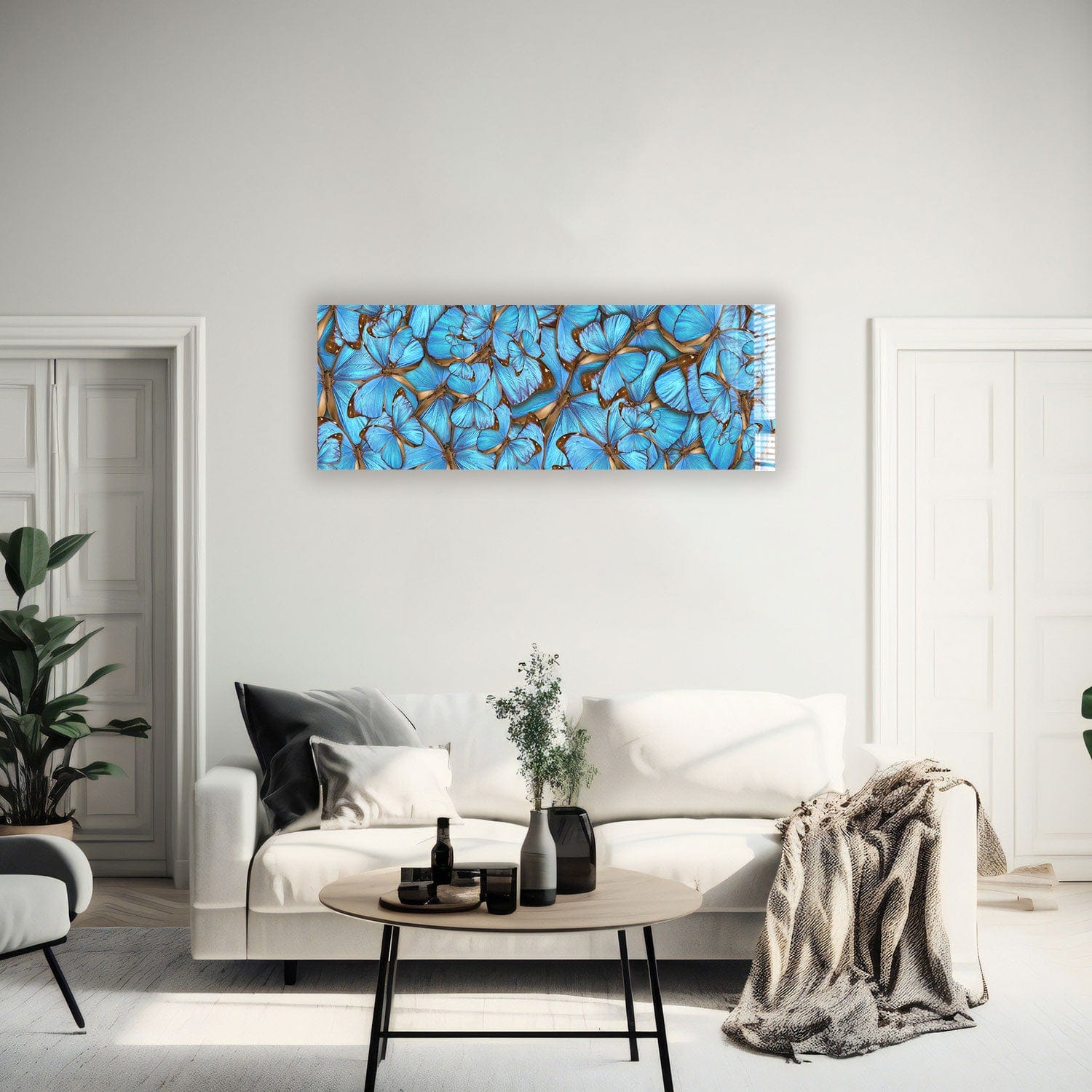 Artronauts Glass Print 92x36cm Floral Butterflies - Panoramic
