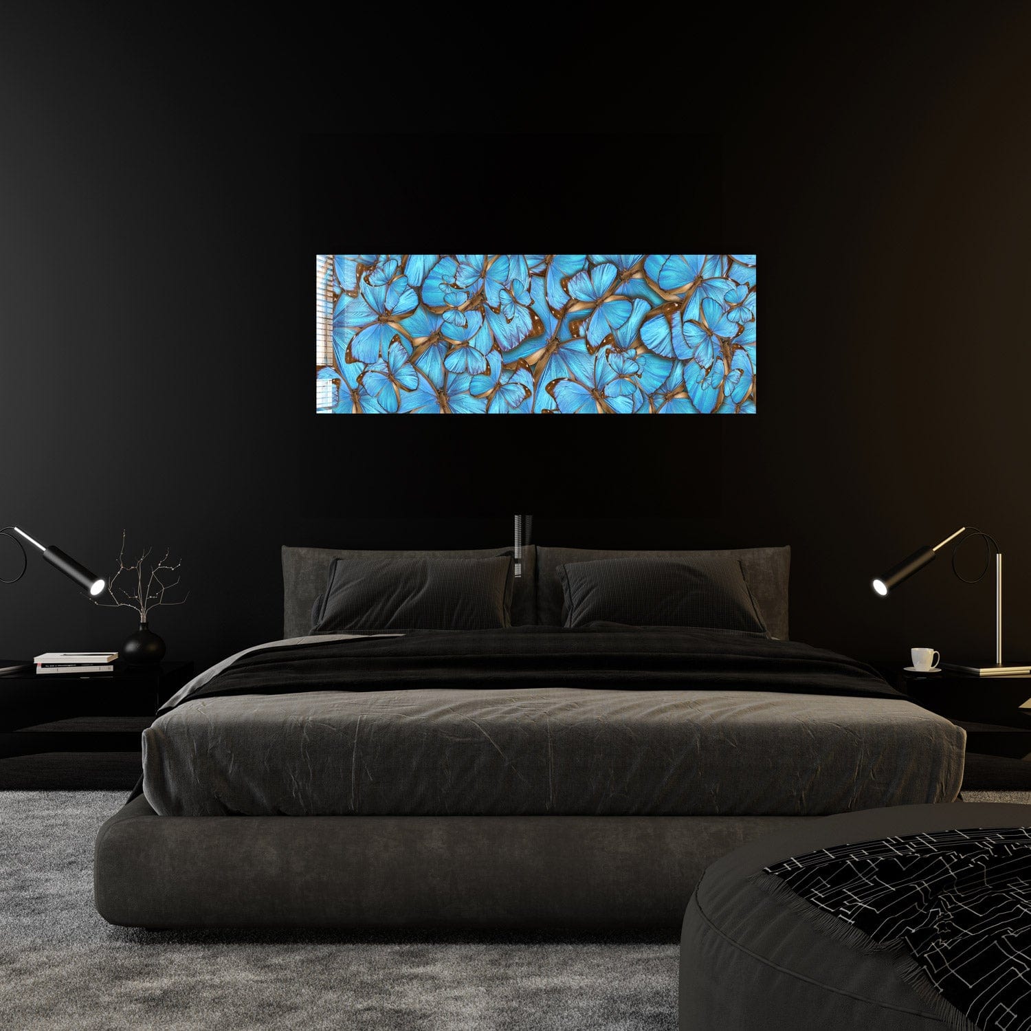 Artronauts Glass Print 92x36cm Floral Butterflies - Panoramic