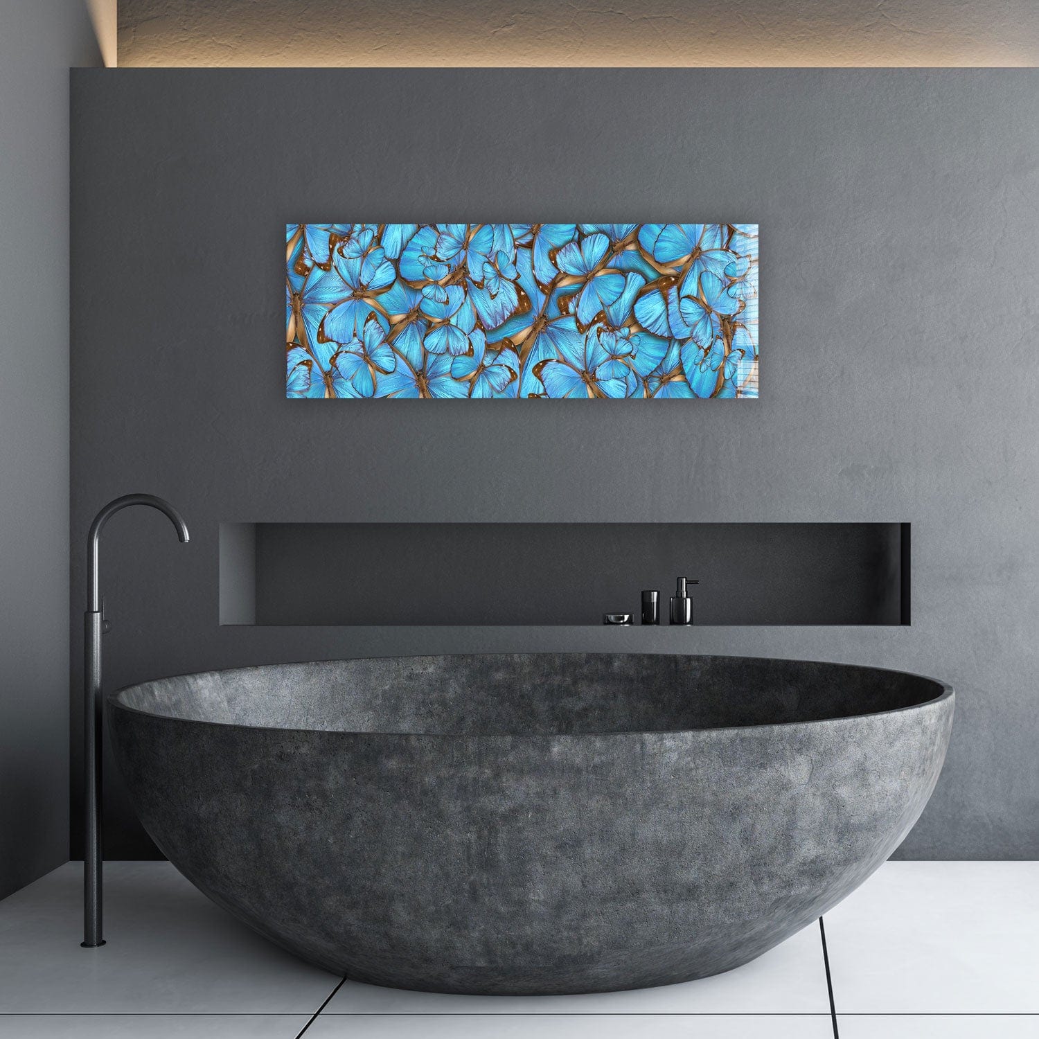 Artronauts Glass Print 92x36cm Floral Butterflies - Panoramic