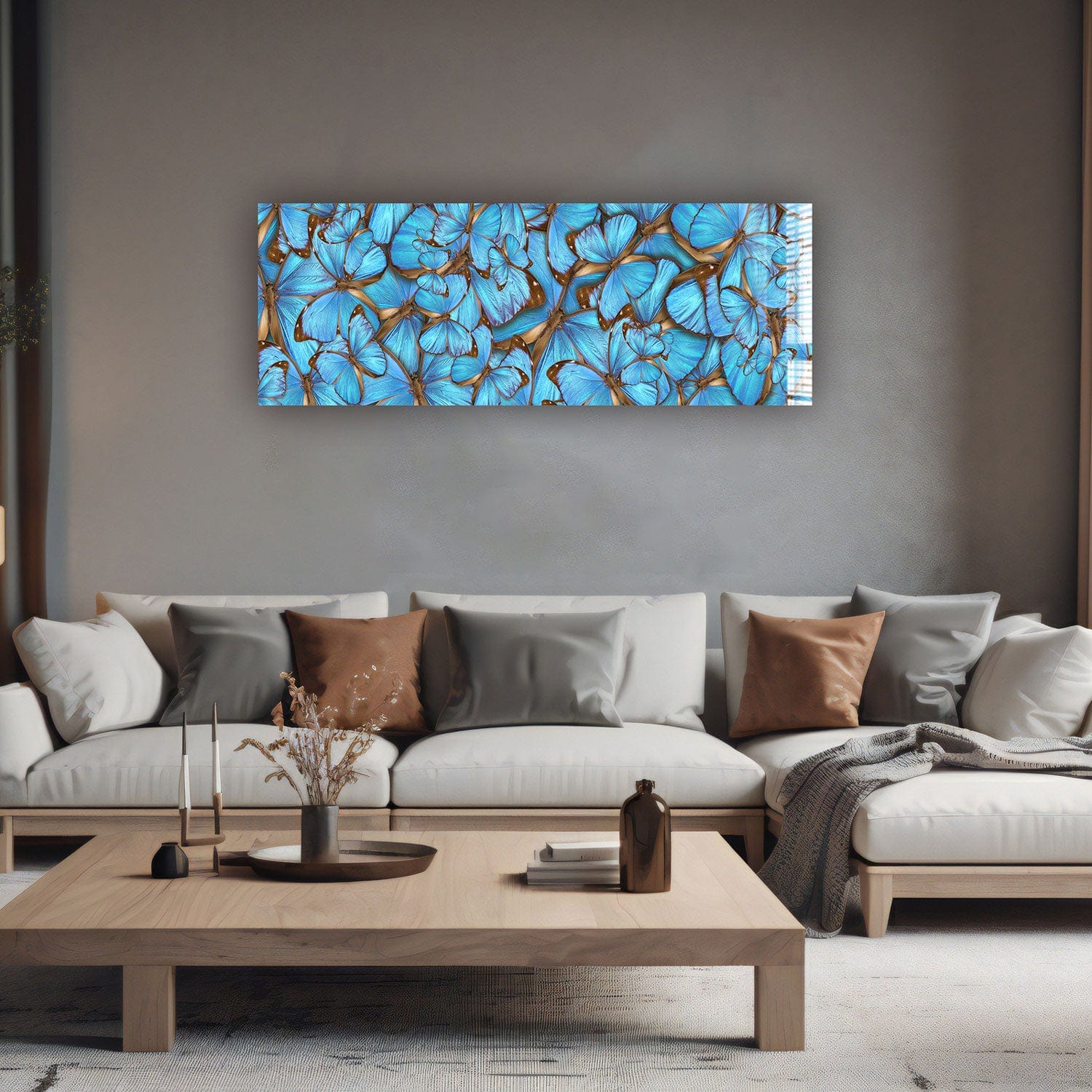 Artronauts Glass Print 92x36cm Floral Butterflies - Panoramic