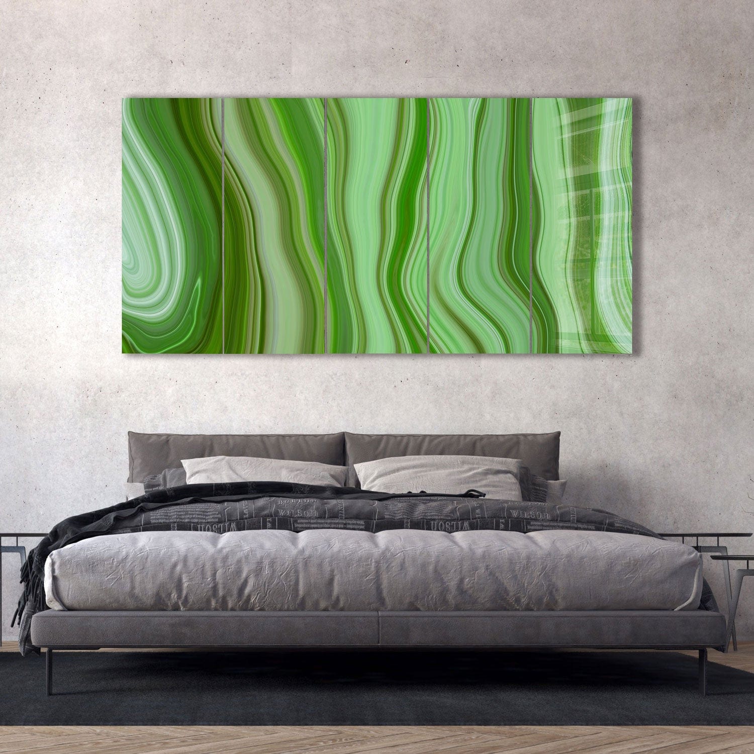 Artronauts Glass Print 92x180 cm | 36.5"x71.5" Green Waves