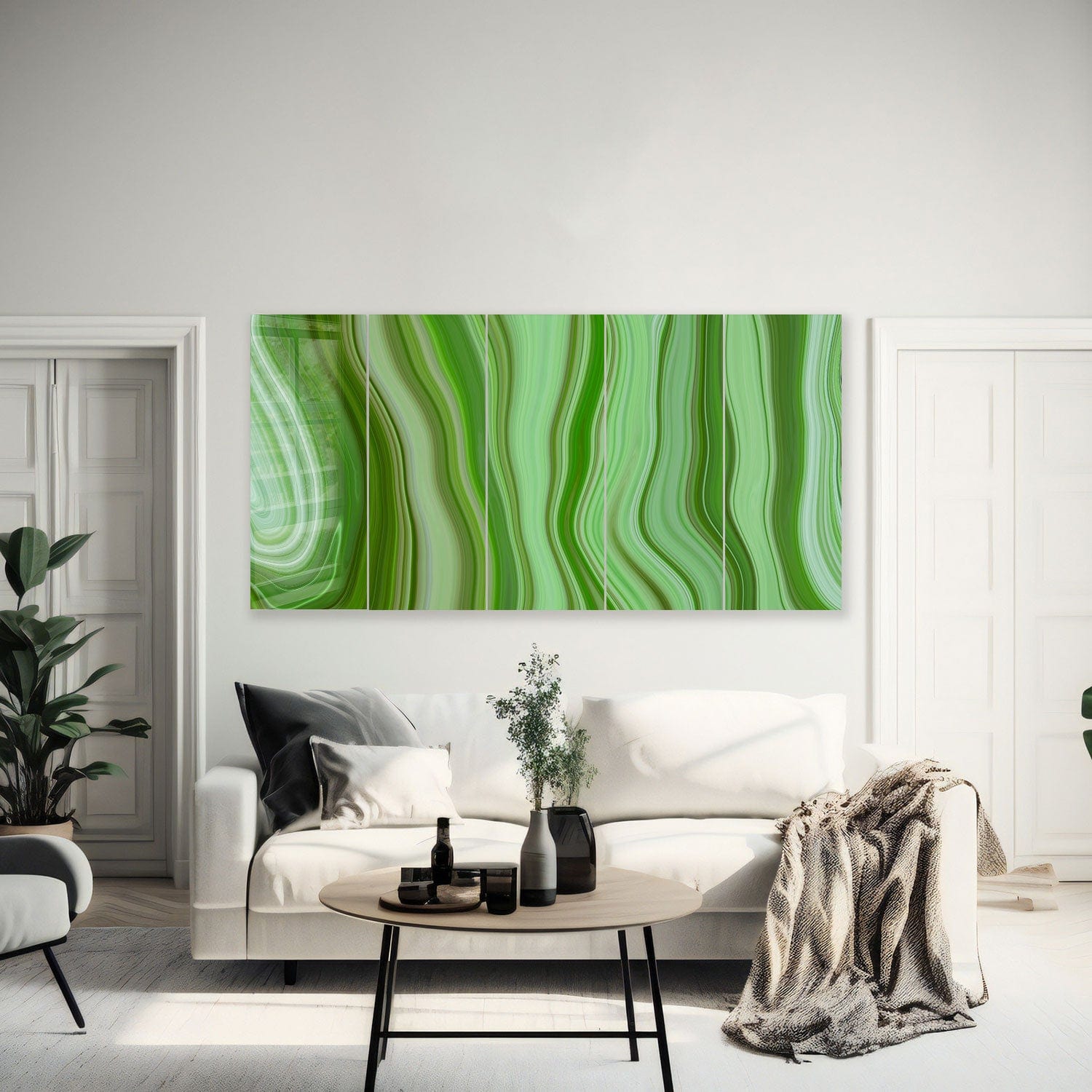 Artronauts Glass Print 92x180 cm | 36.5"x71.5" Green Waves
