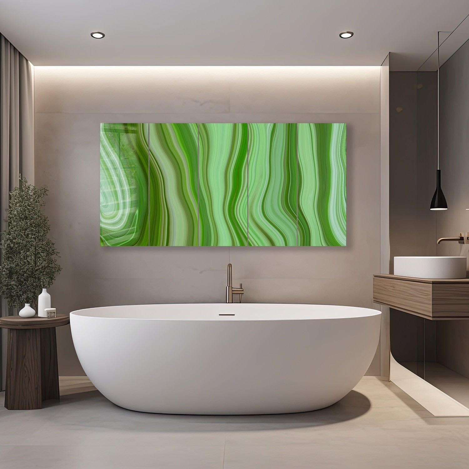 Artronauts Glass Print 92x180 cm | 36.5"x71.5" Green Waves