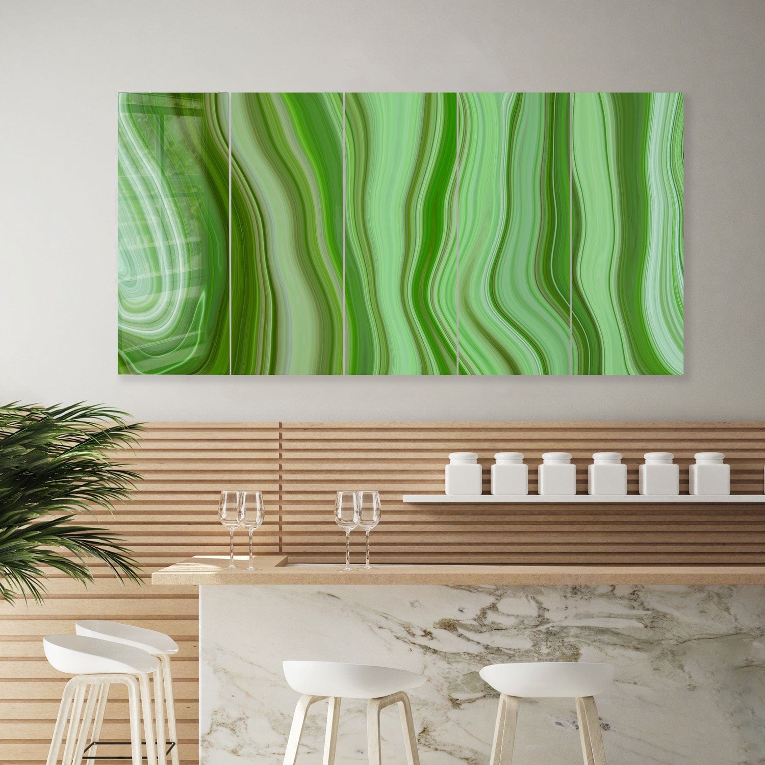 Artronauts Glass Print 92x180 cm | 36.5"x71.5" Green Waves