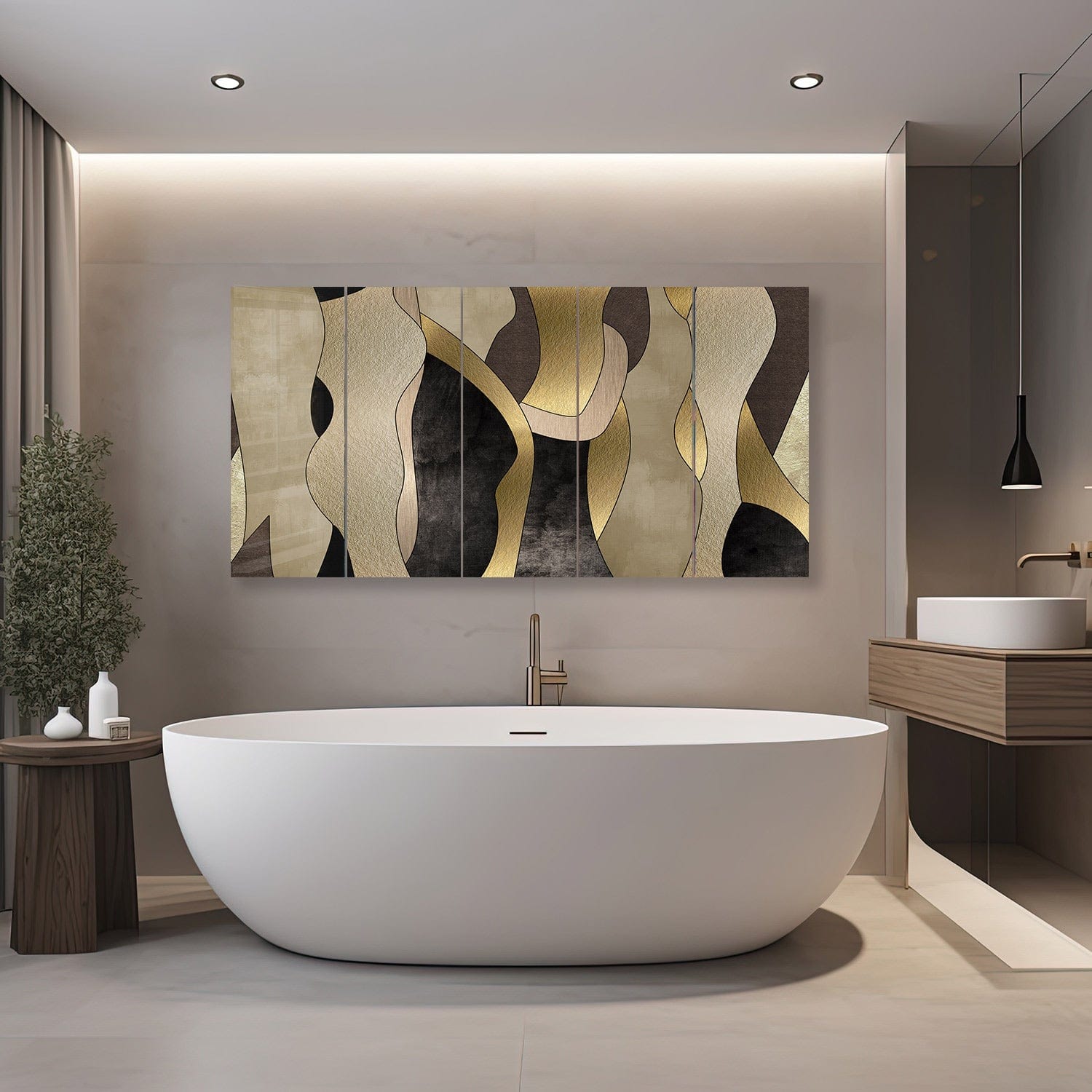 Artronauts Glass Print 92x180 cm | 36.5"x71.5" Shades of Beige