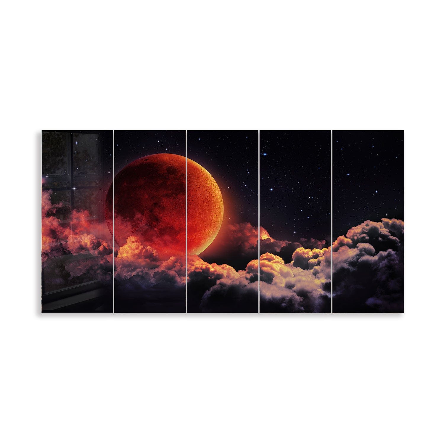 Artronauts Glass Print 92x180 cm | 36.5"x71.5" Lunar Eclipse