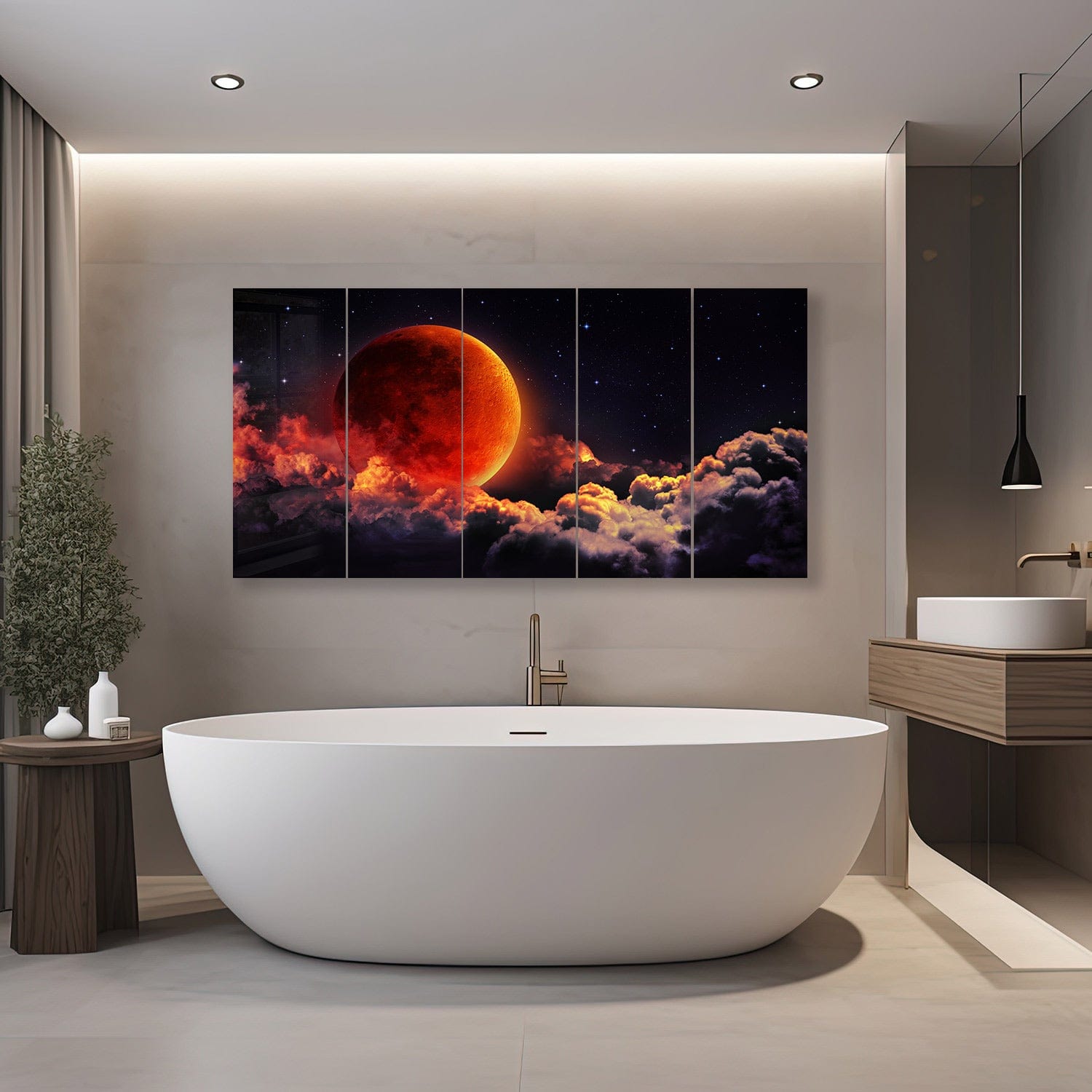 Artronauts Glass Print 92x180 cm | 36.5"x71.5" Lunar Eclipse