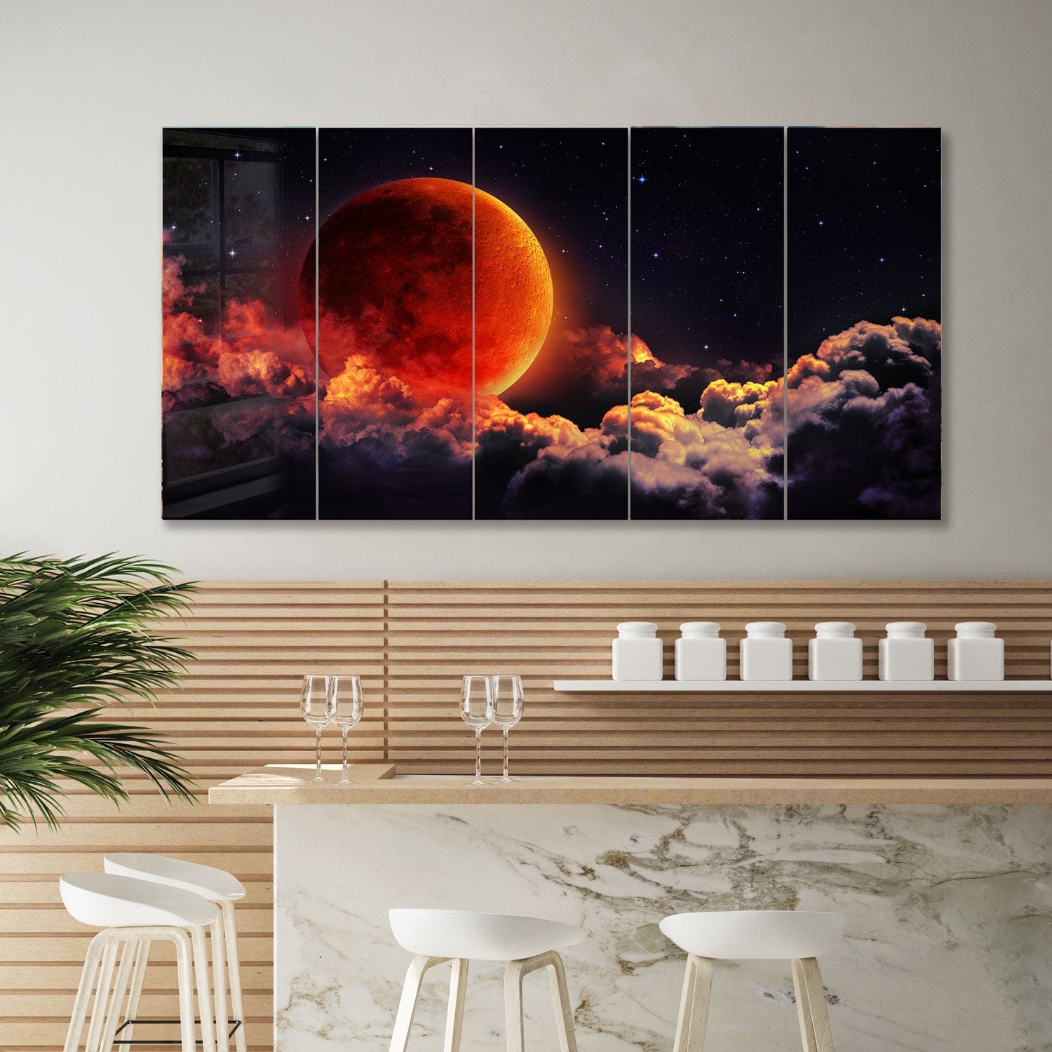 Artronauts Glass Print 92x180 cm | 36.5"x71.5" Lunar Eclipse