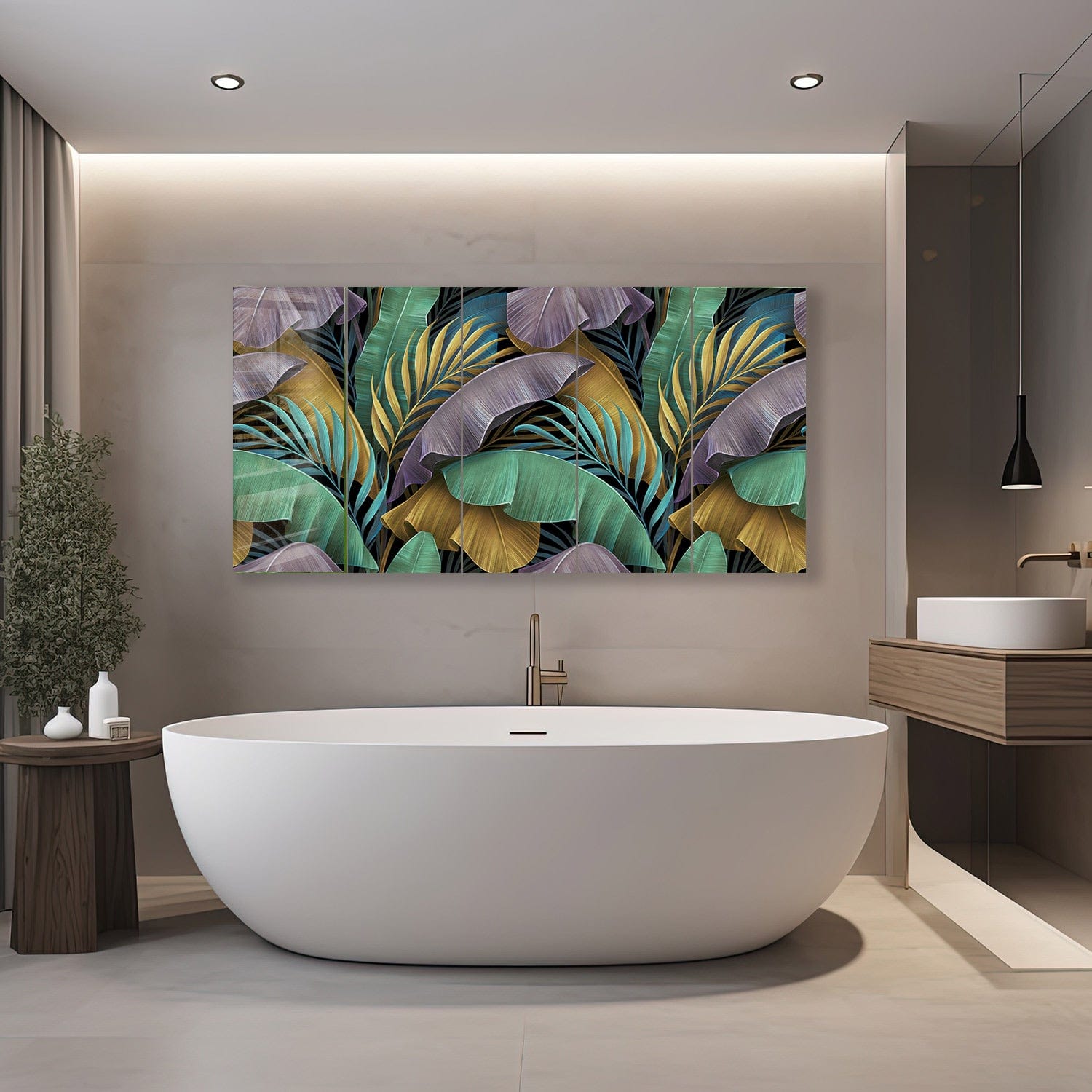 Artronauts Glass Print 92x180 cm | 36.5"x71.5" Tropical Leaves