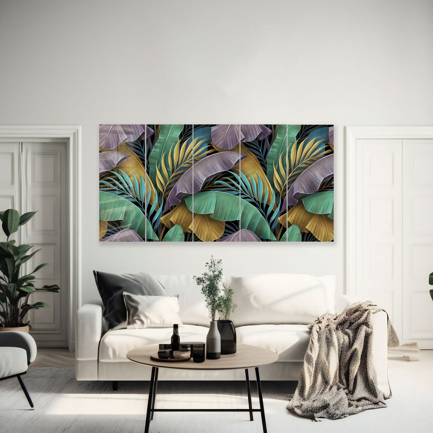 Artronauts Glass Print 92x180 cm | 36.5"x71.5" Tropical Leaves