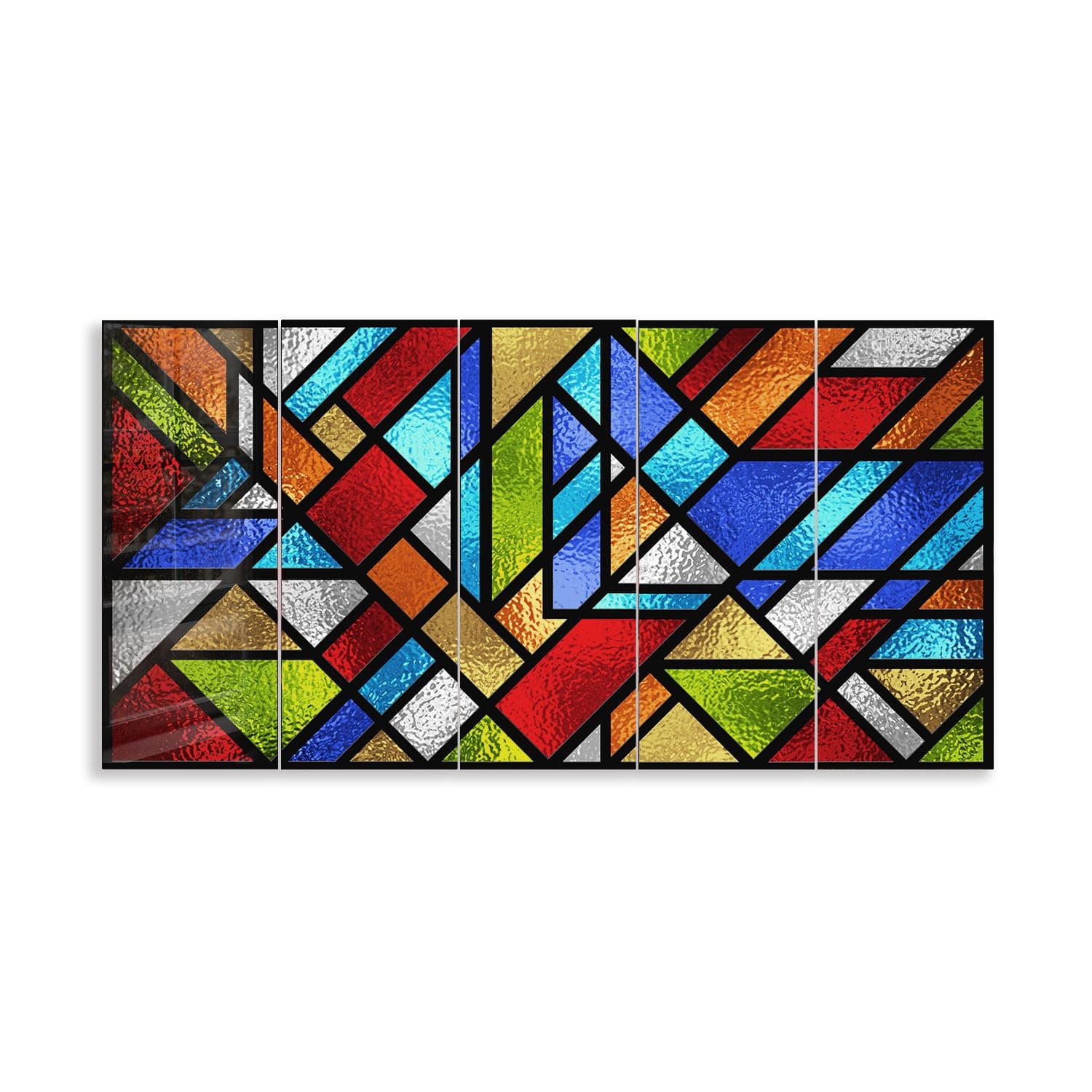 Artronauts Glass Print 92x180 cm | 36.5"x71.5" Colourful Shapes Stained Glass Effect