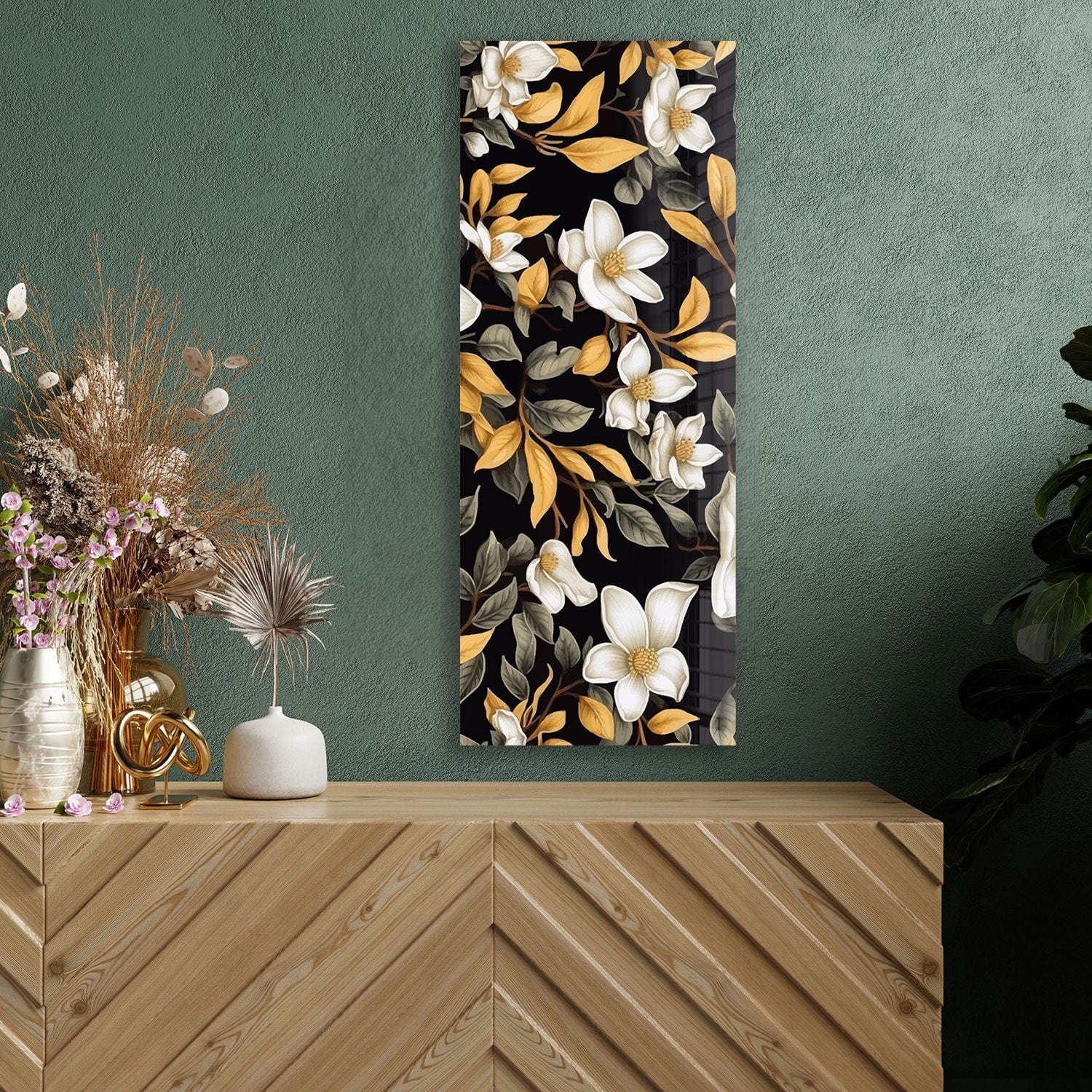 Artronauts Glass Print 92x36cm Soft Flowers - Panoramic