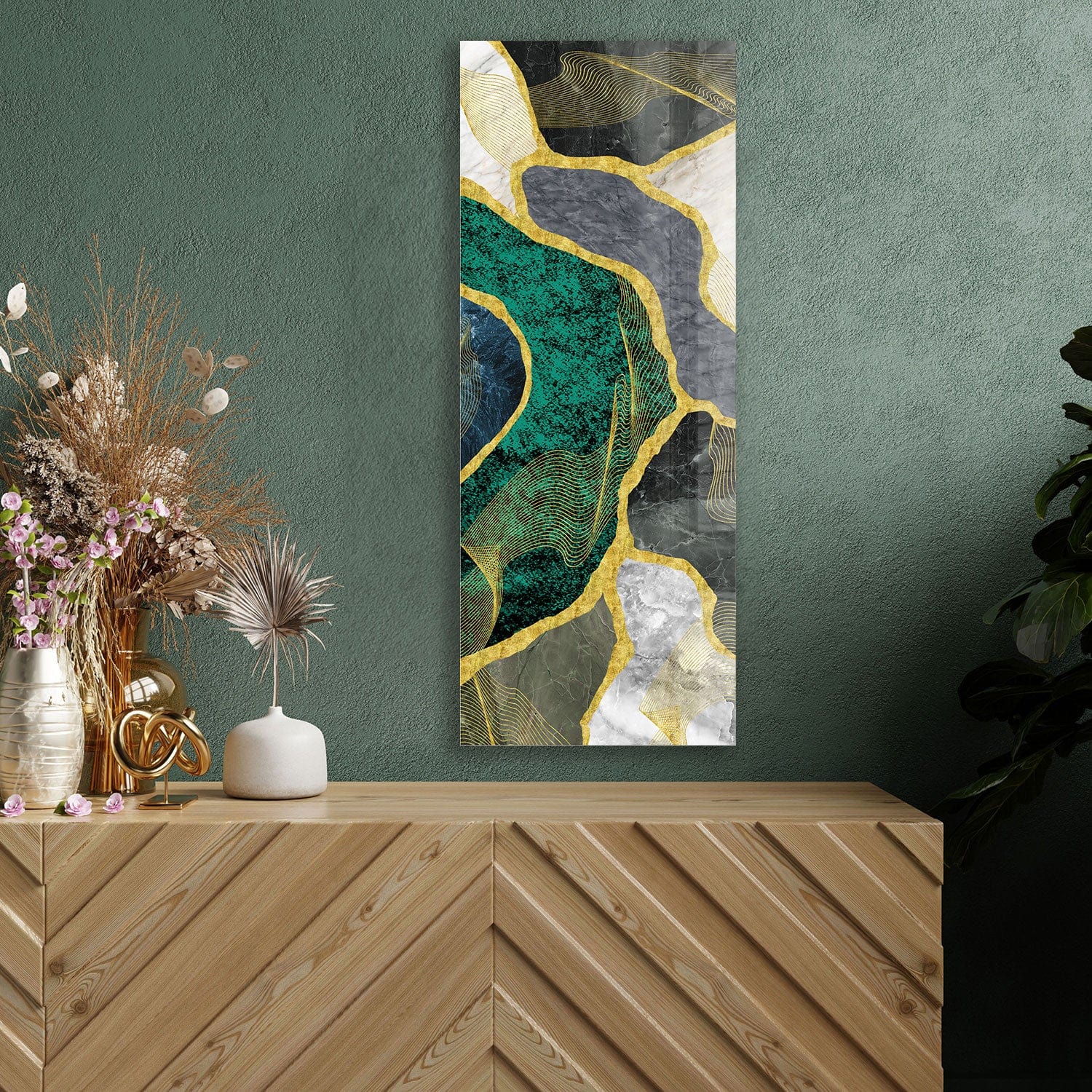 Artronauts Glass Print 92x36cm Green Marble - Panoramic