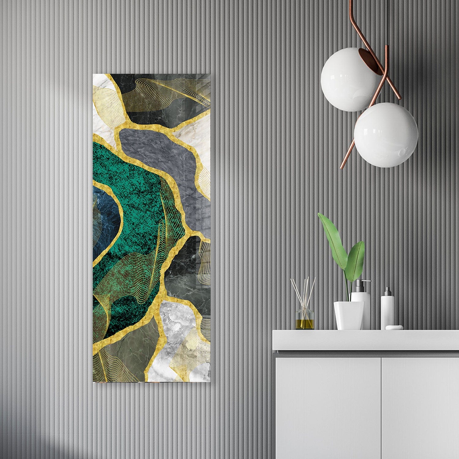 Artronauts Glass Print 92x36cm Green Marble - Panoramic