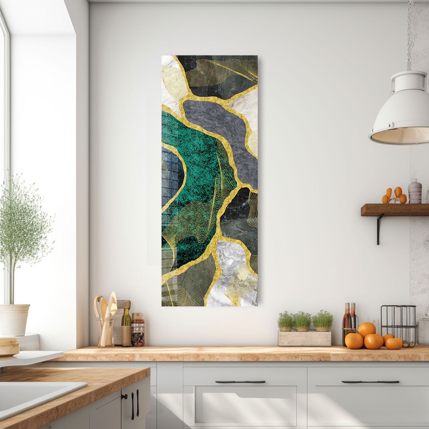 Artronauts Glass Print 92x36cm Green Marble - Panoramic