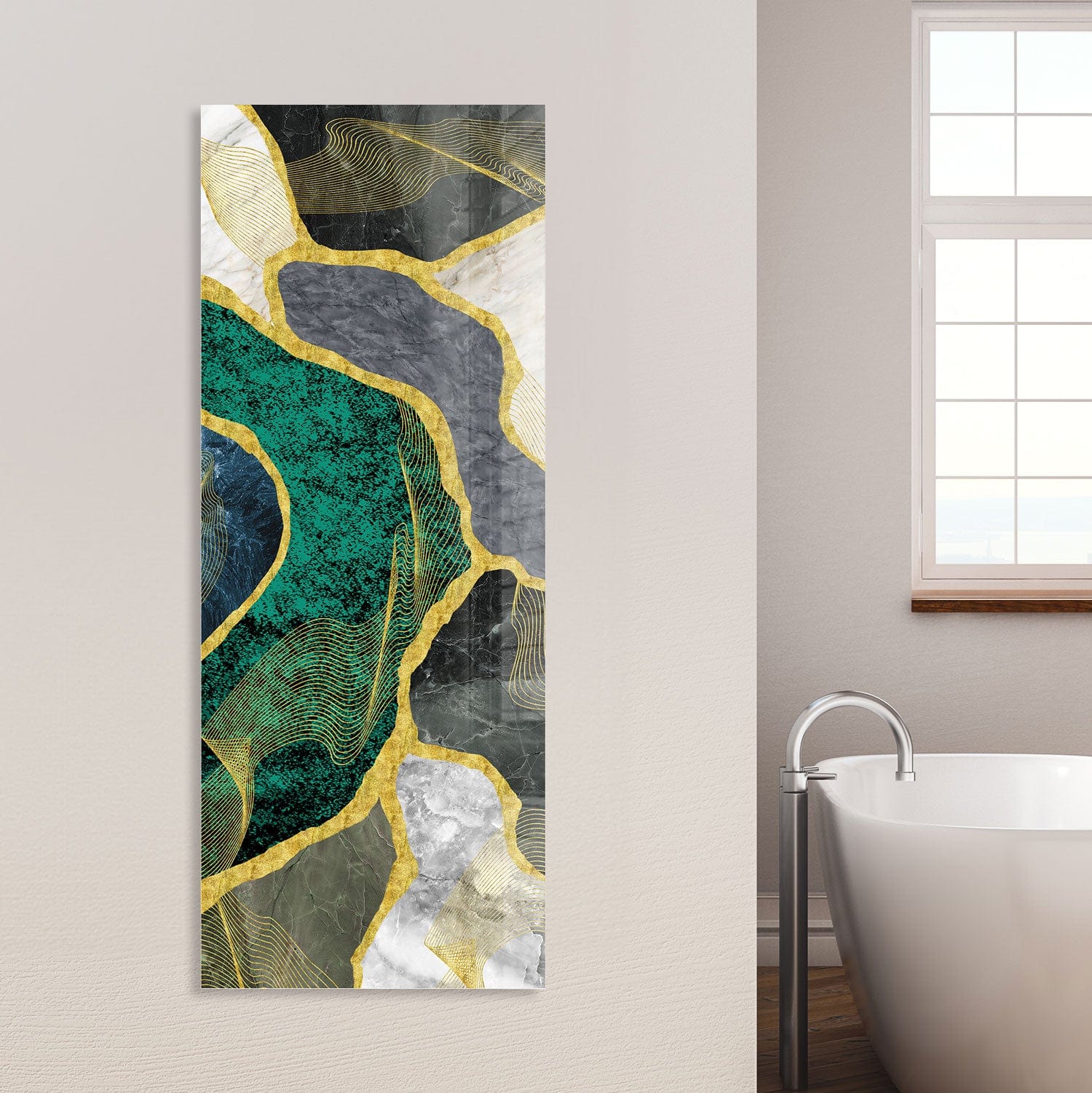 Artronauts Glass Print 92x36cm Green Marble - Panoramic