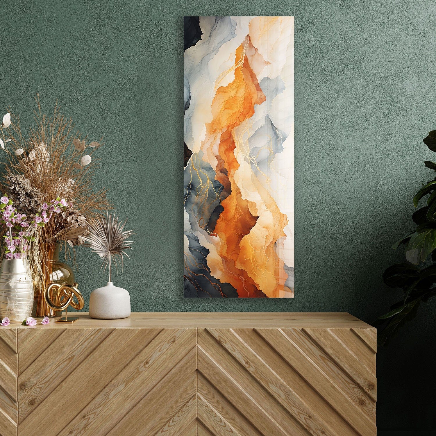 Artronauts Glass Print 92x36cm Golden Chaos - Panoramic