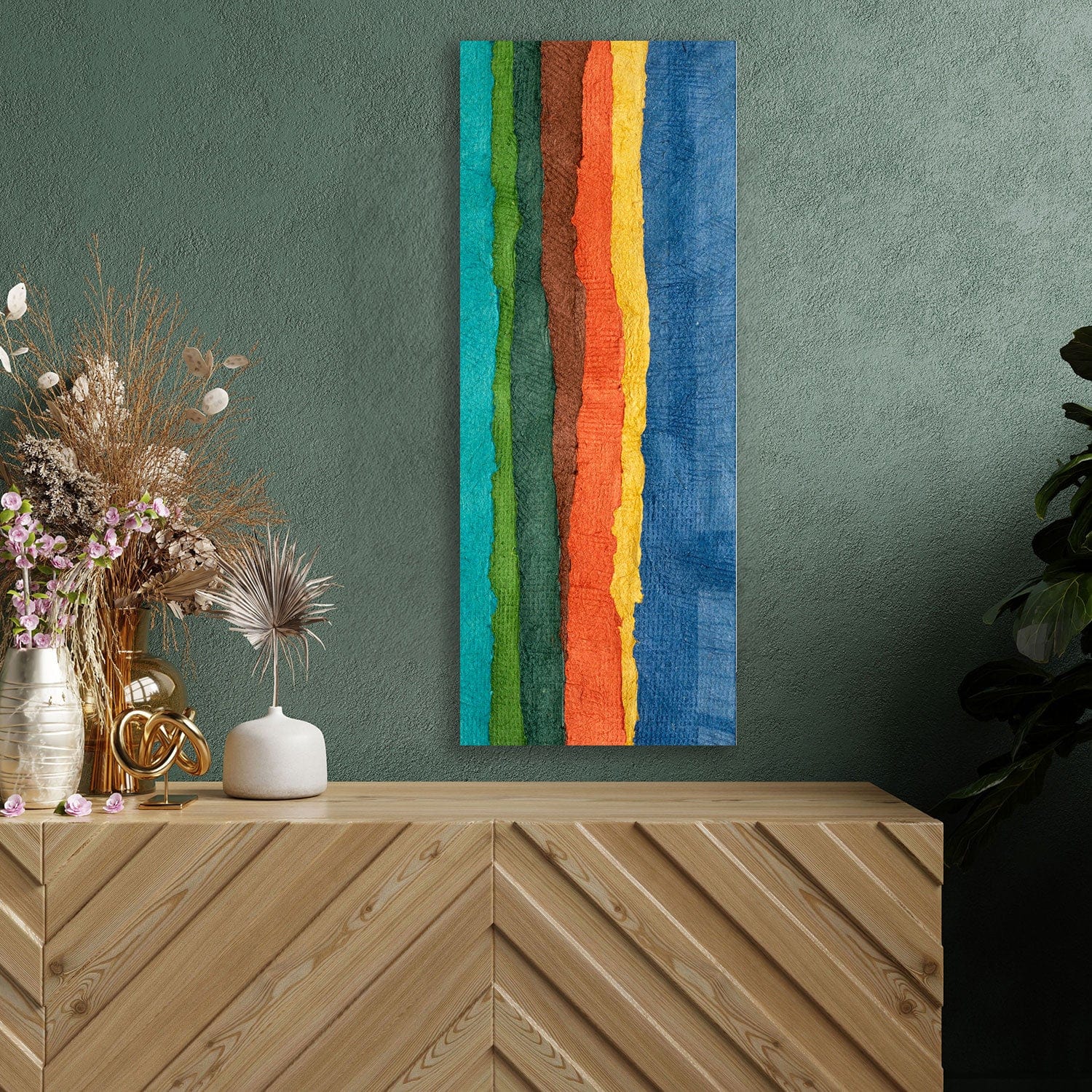 Artronauts Glass Print 92x36cm Colourful Fabric - Panoramic