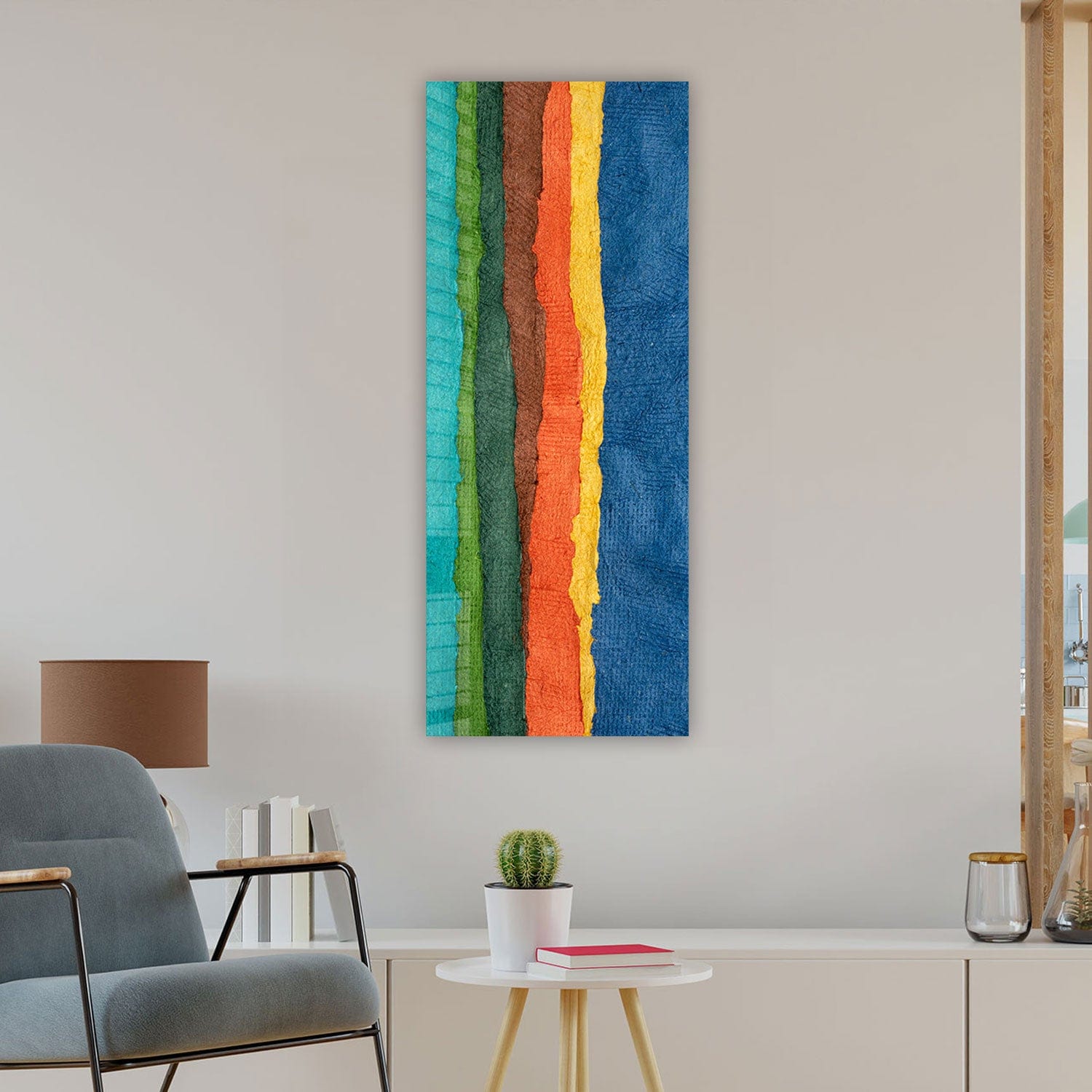 Artronauts Glass Print 92x36cm Colourful Fabric - Panoramic