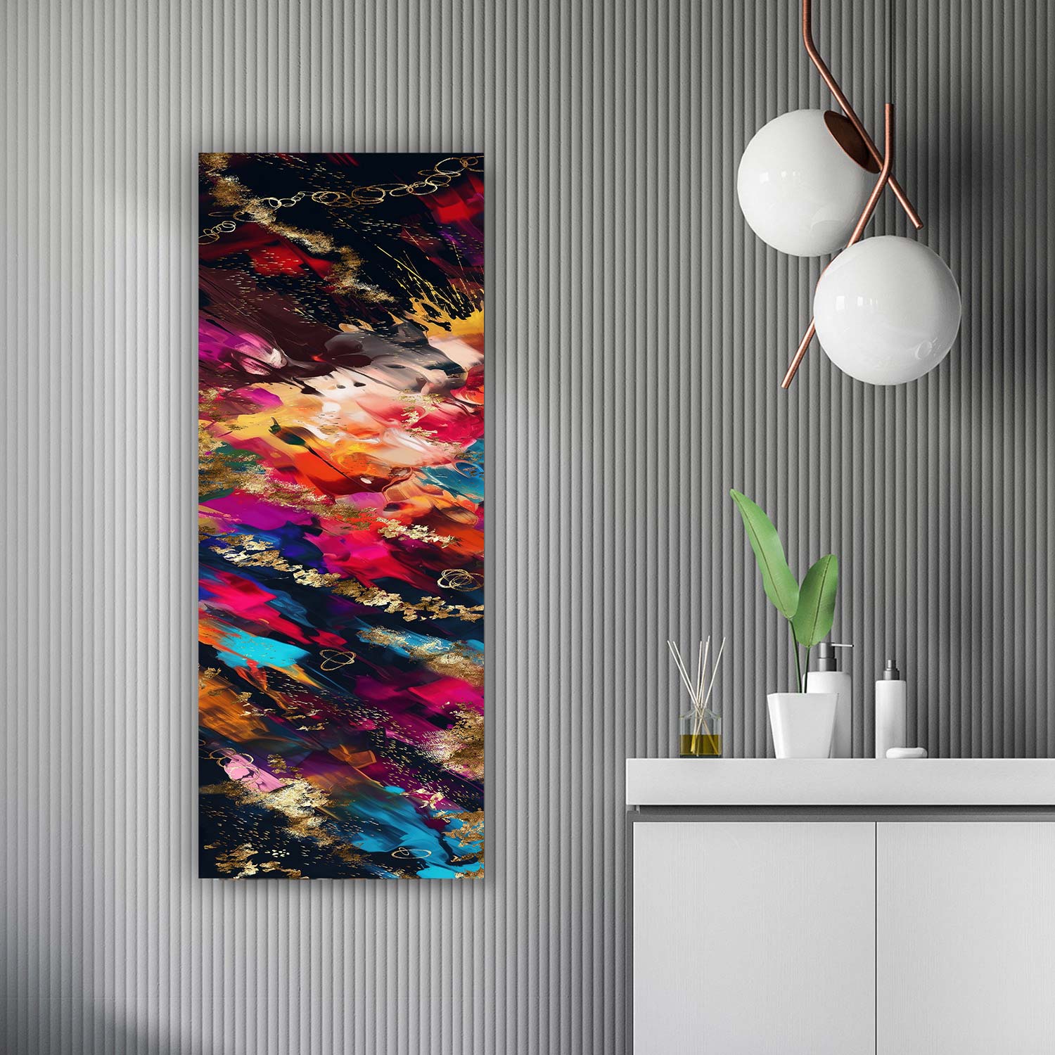 Artronauts Glass Print 92x36cm Falling Abstract - Panoramic