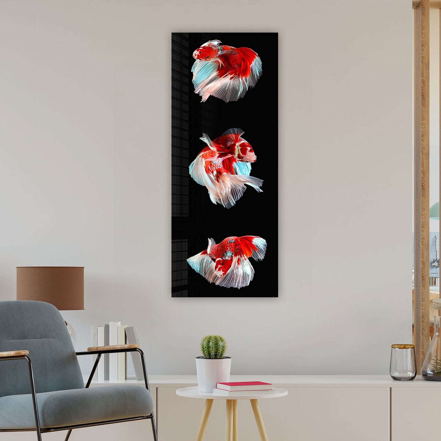 Artronauts Glass Print 92x36cm Trinity Betta Fishes - Panoramic