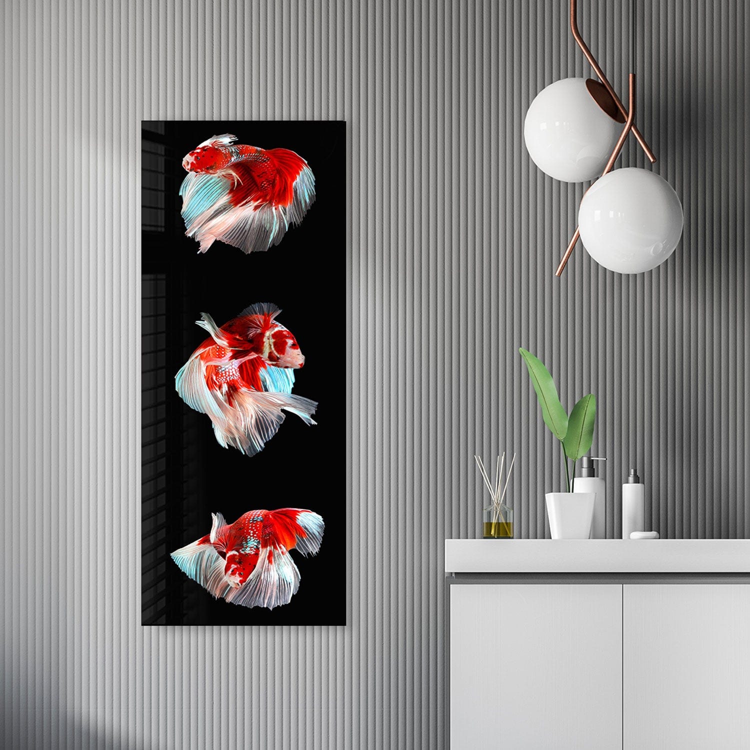 Artronauts Glass Print 92x36cm Trinity Betta Fishes - Panoramic