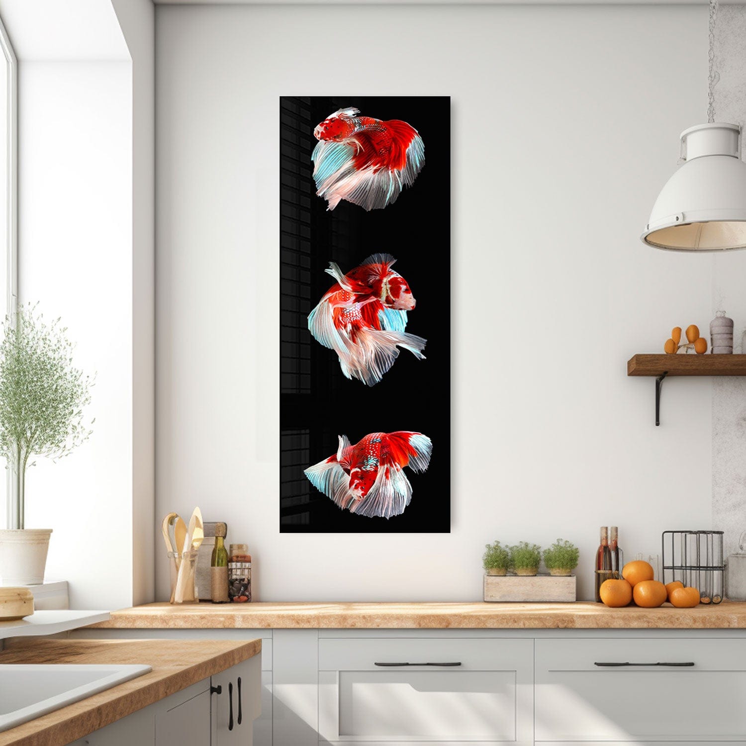 Artronauts Glass Print 92x36cm Trinity Betta Fishes - Panoramic