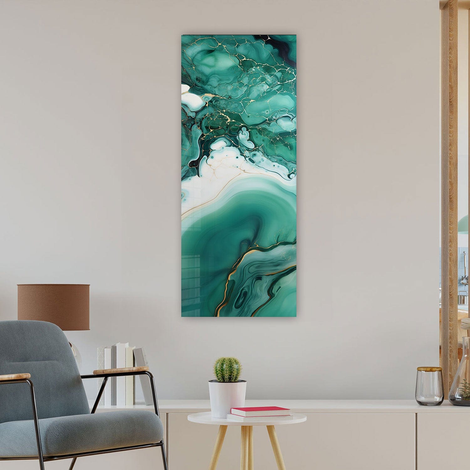 Artronauts Glass Print 92x36cm Green Waves - Panoramic