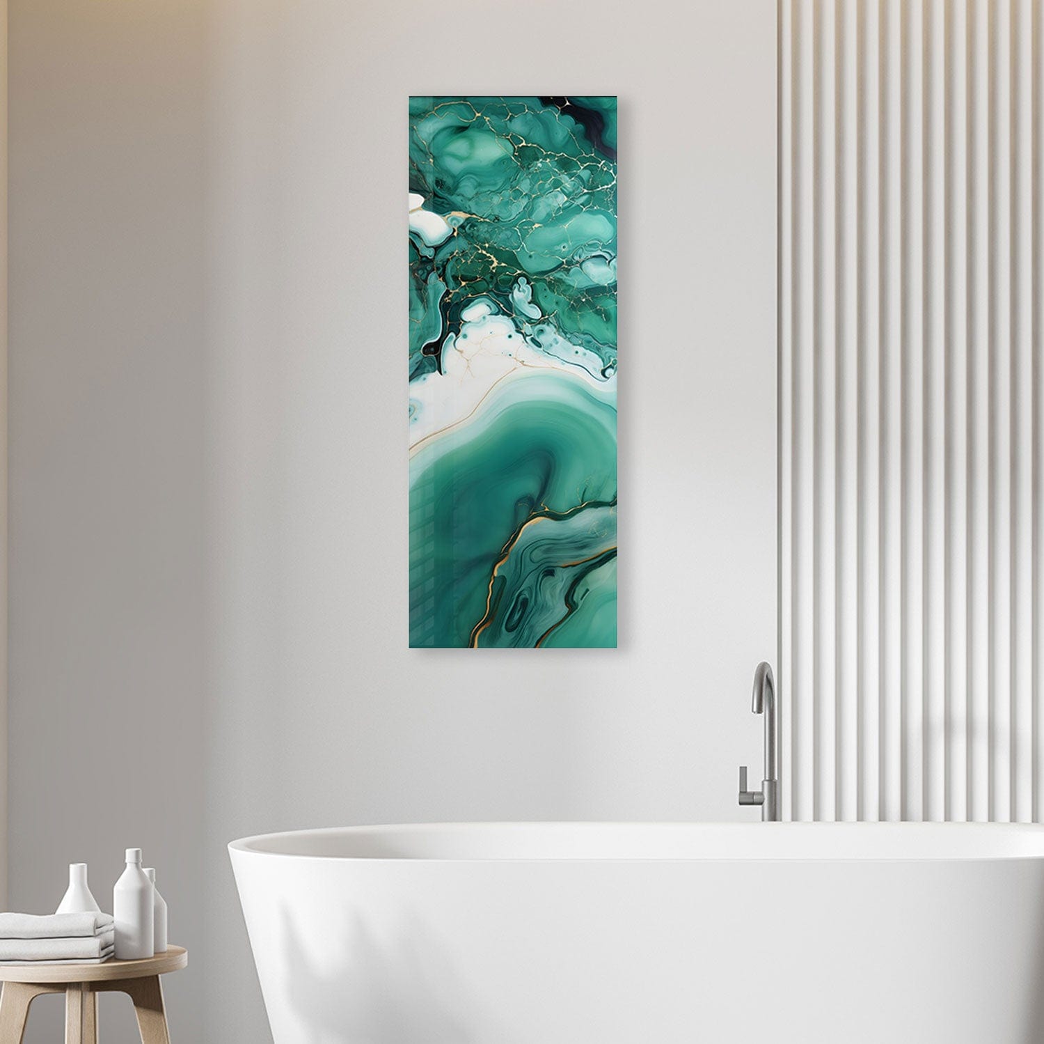 Artronauts Glass Print 92x36cm Green Waves - Panoramic