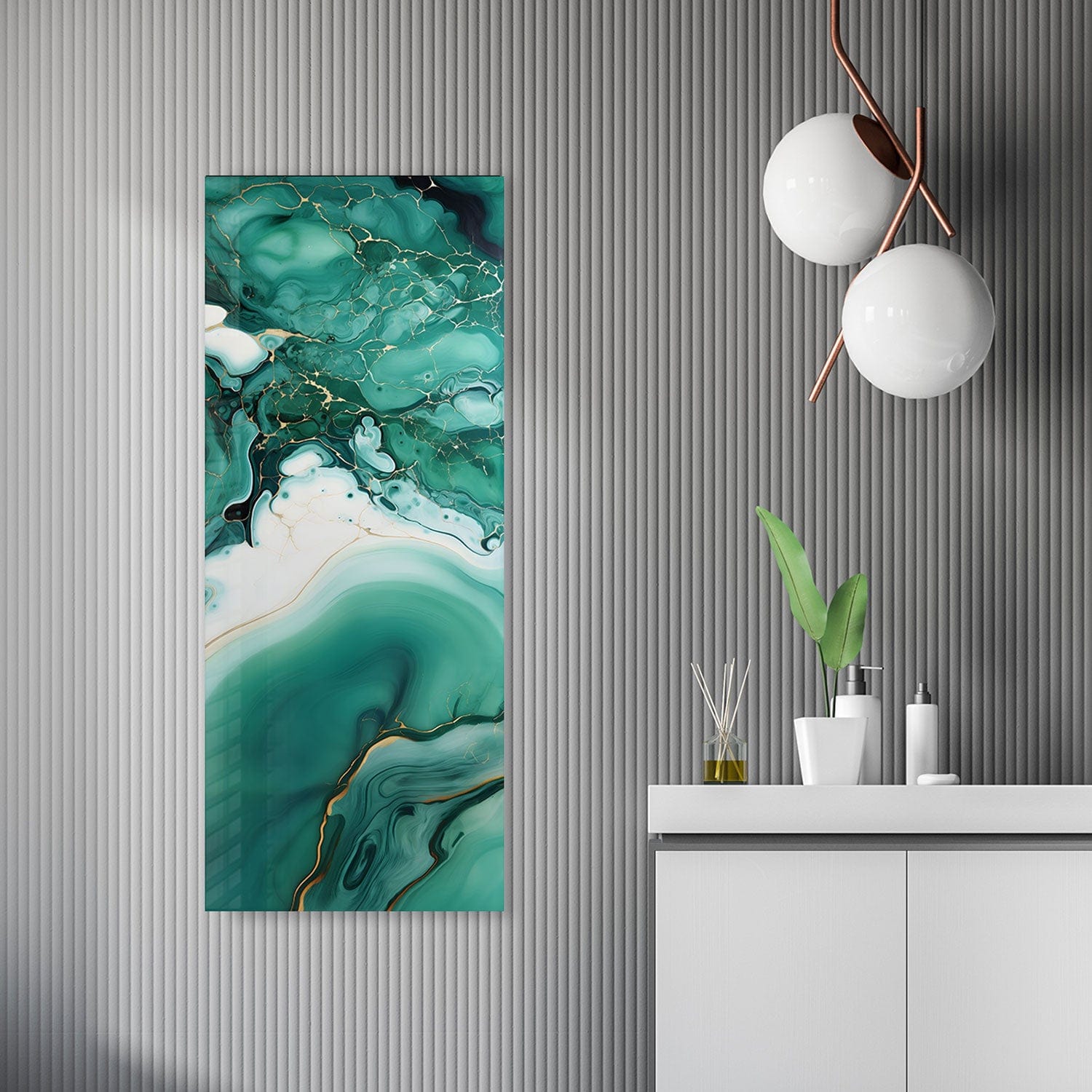 Artronauts Glass Print 92x36cm Green Waves - Panoramic