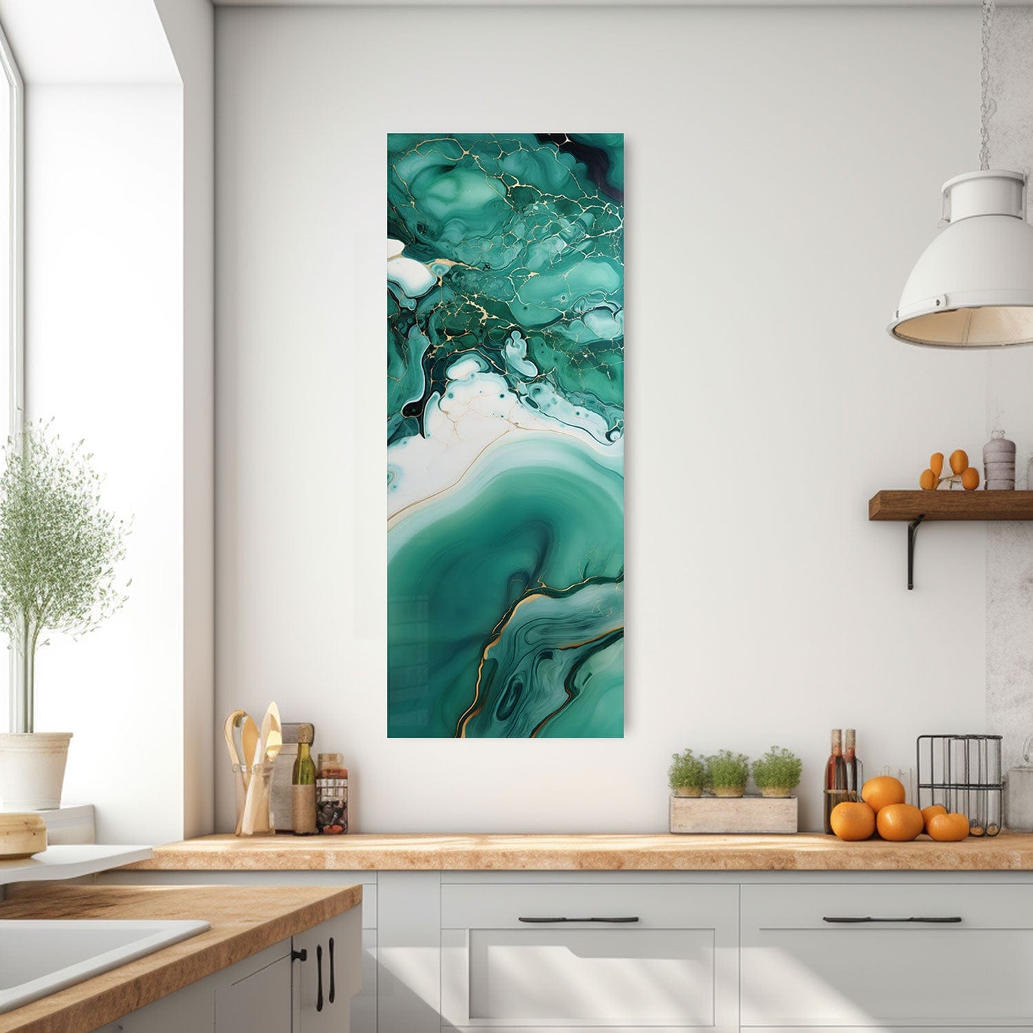 Artronauts Glass Print 92x36cm Green Waves - Panoramic