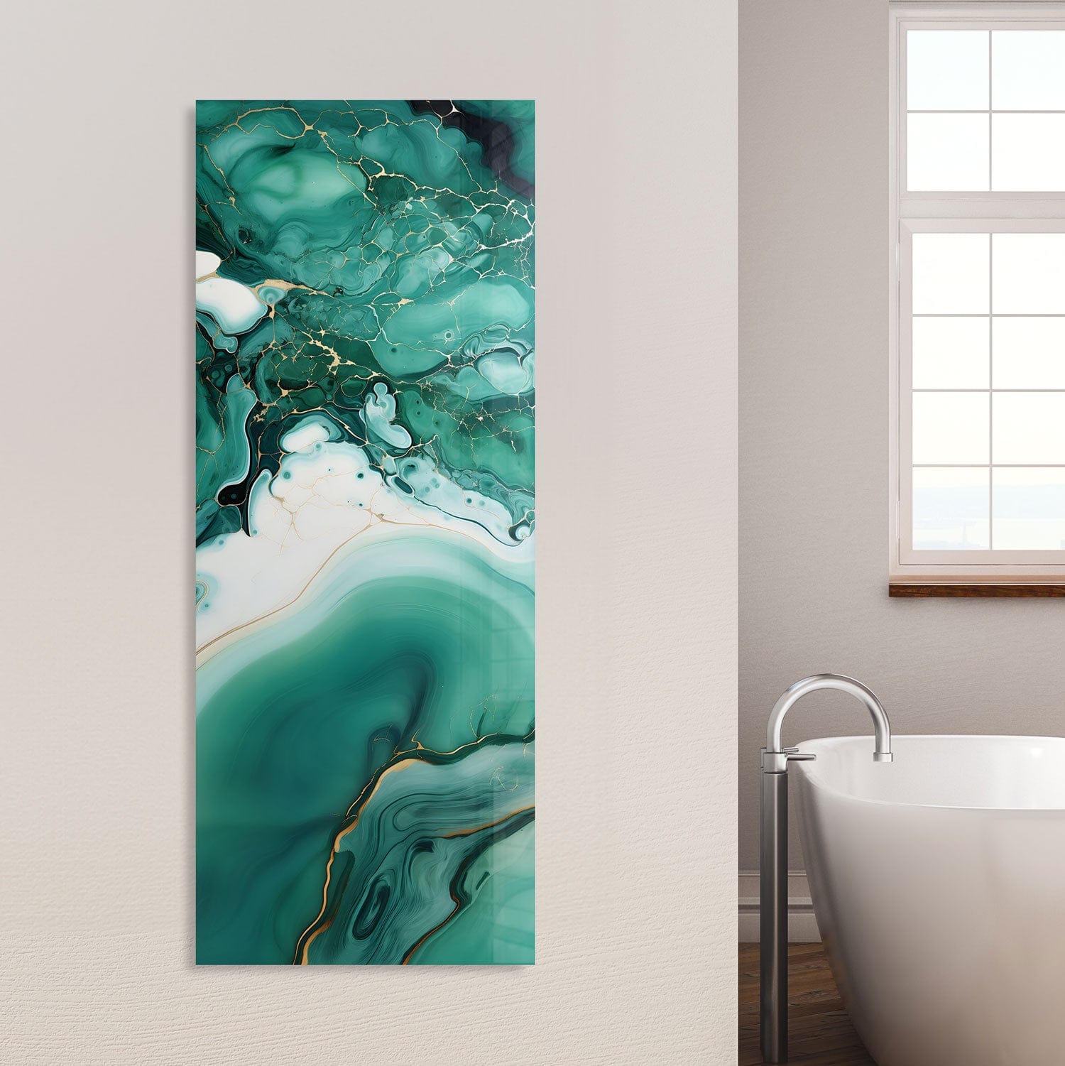 Artronauts Glass Print 92x36cm Green Waves - Panoramic