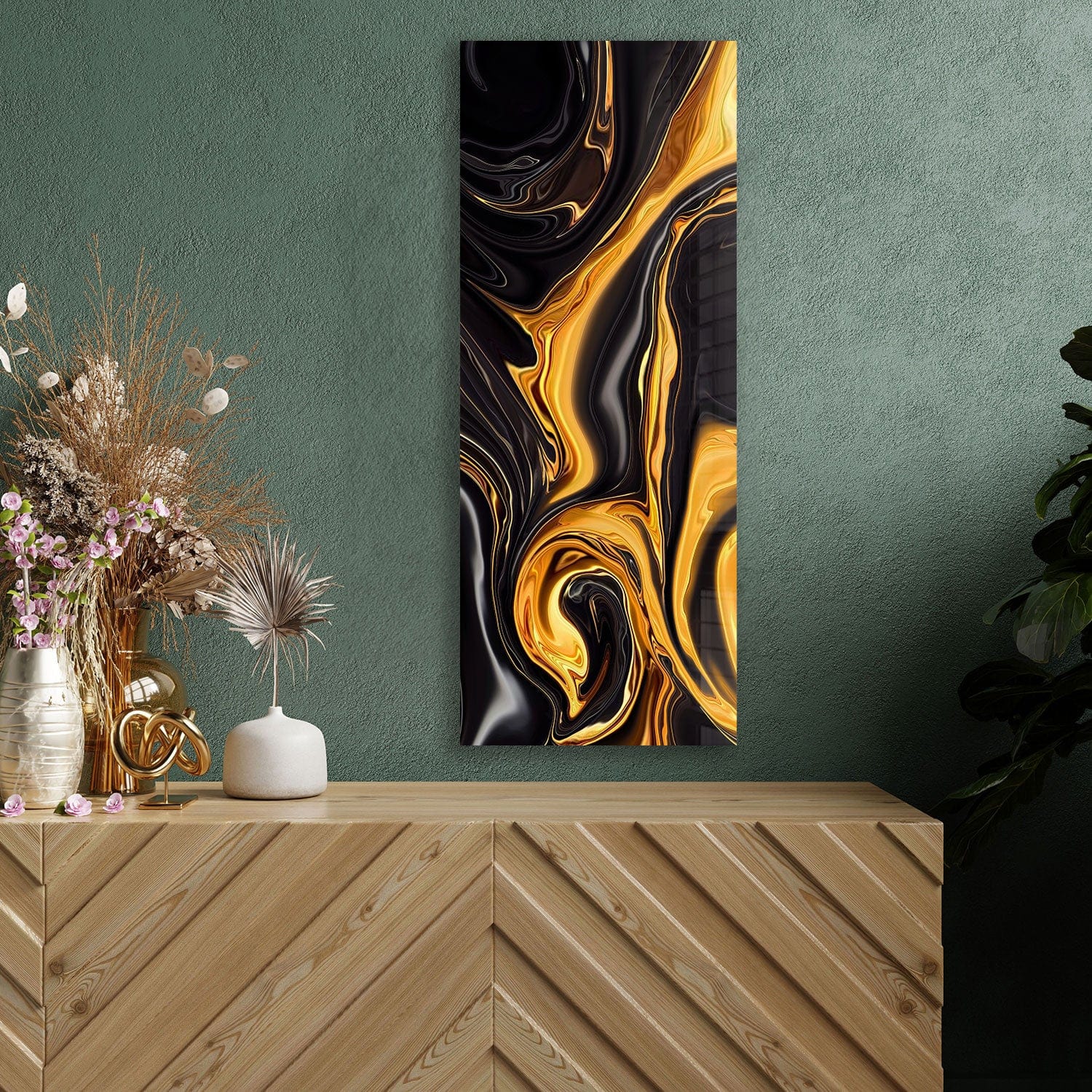 Artronauts Glass Print 92x36cm Gold & Black - Panoramic