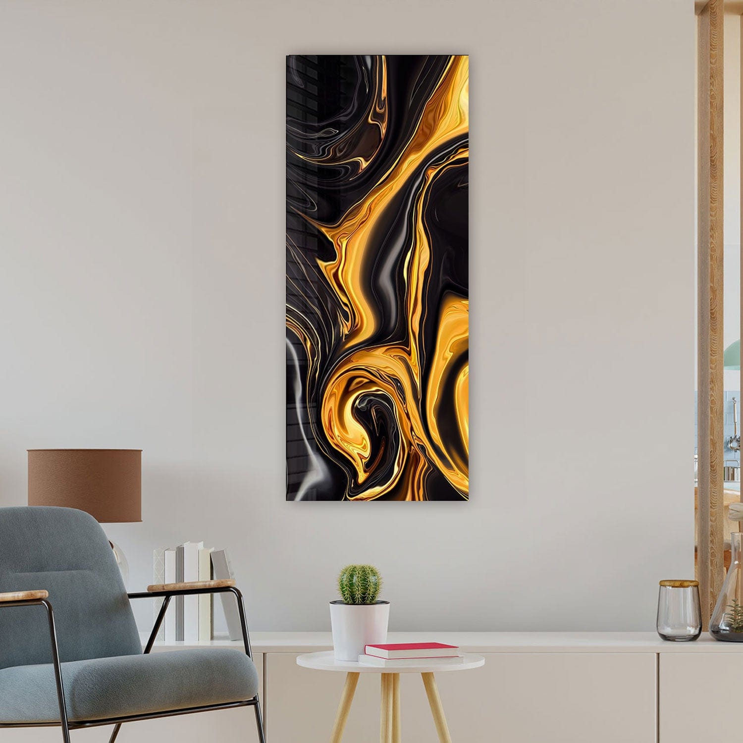 Artronauts Glass Print 92x36cm Gold & Black - Panoramic