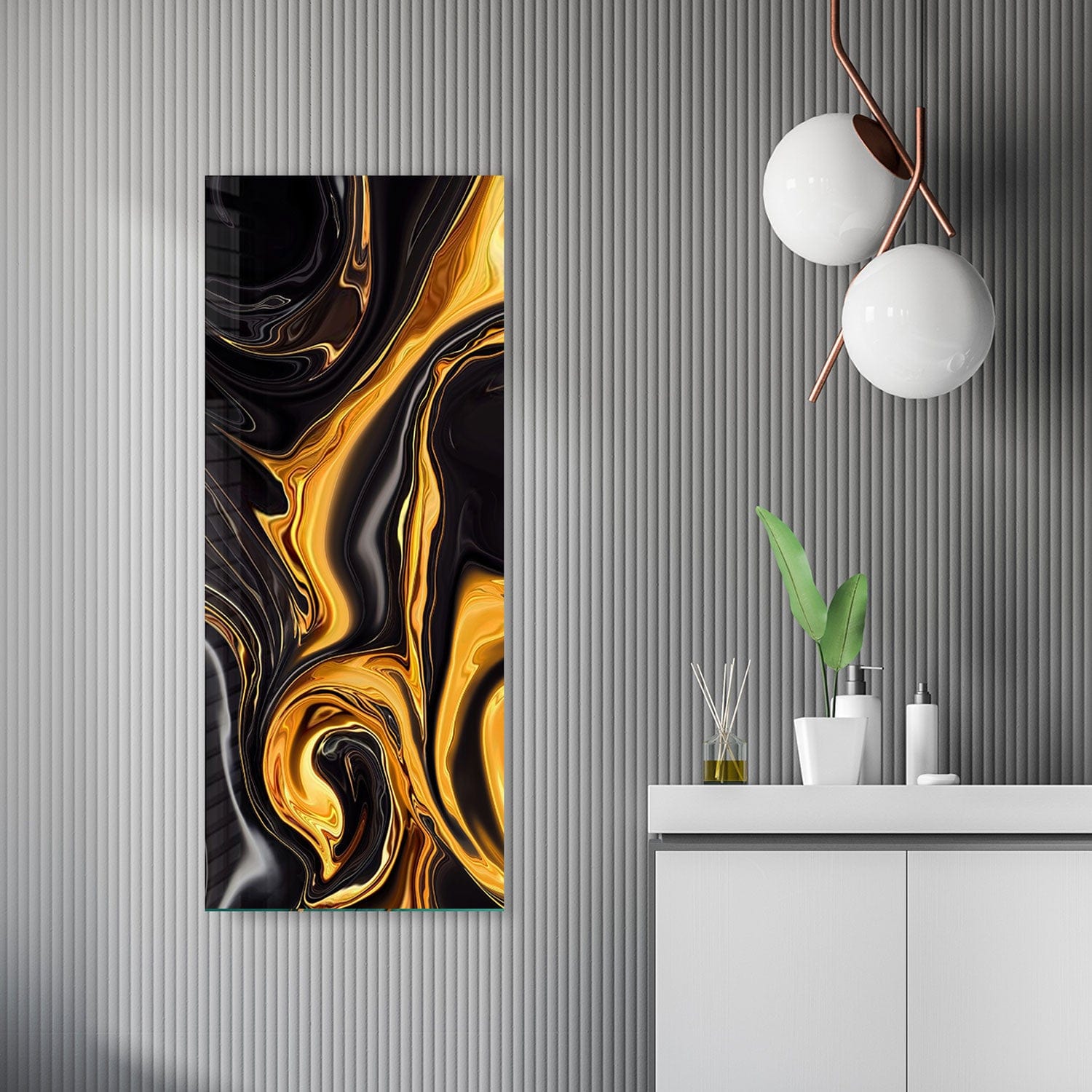 Artronauts Glass Print 92x36cm Gold & Black - Panoramic
