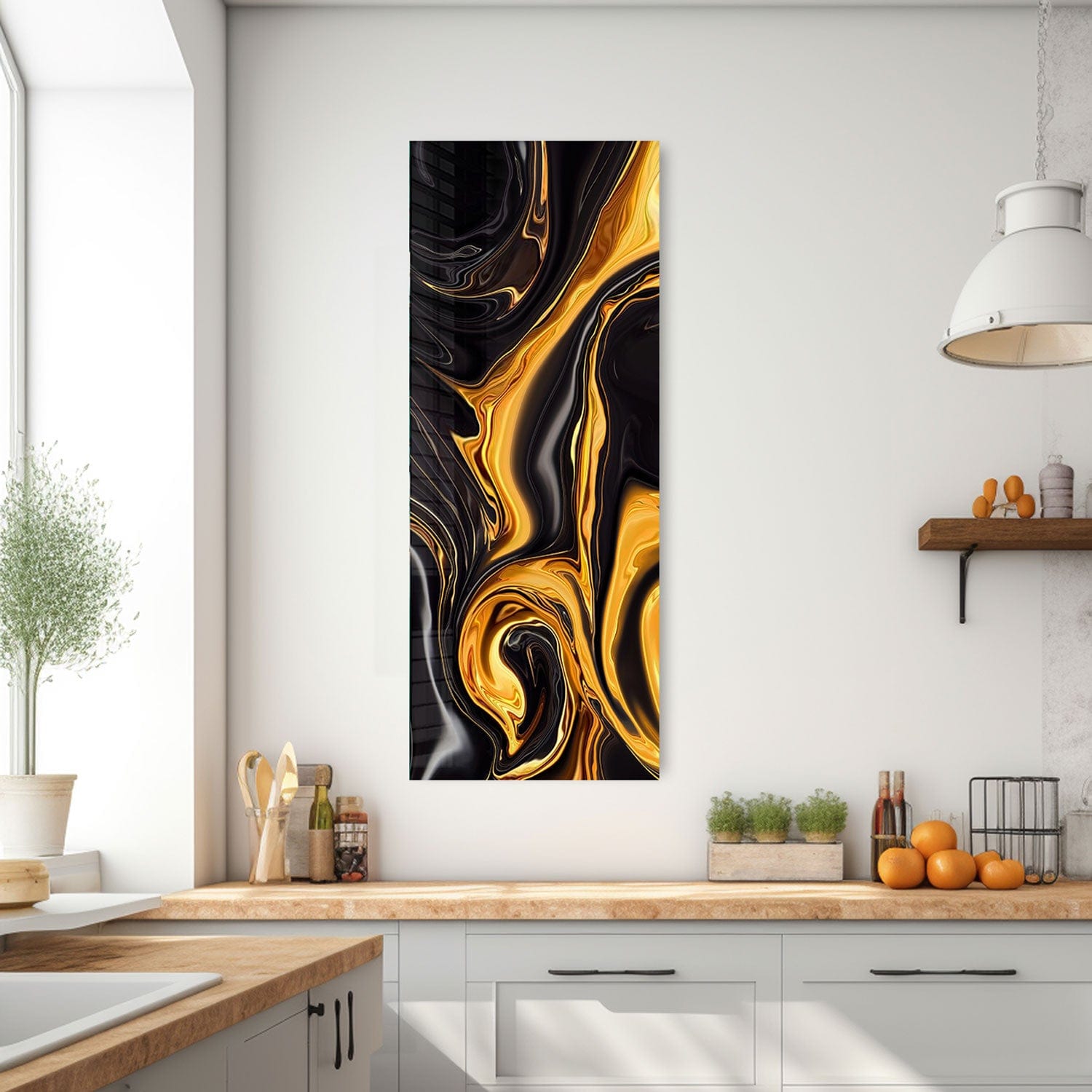 Artronauts Glass Print 92x36cm Gold & Black - Panoramic