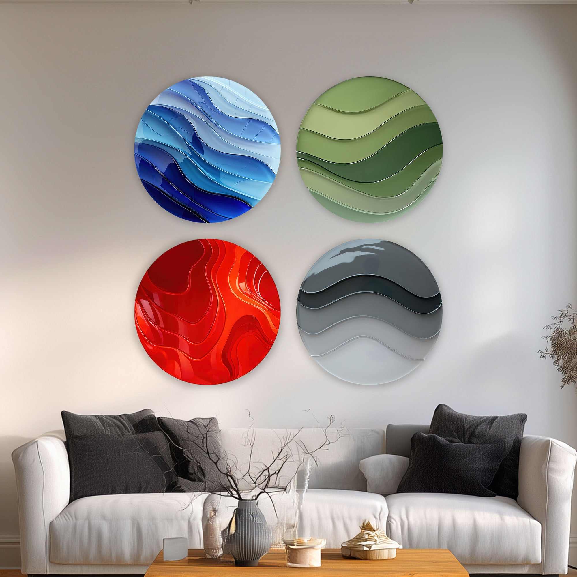 Artronauts Glass Print Colourful Layers - Round Wall Art Set