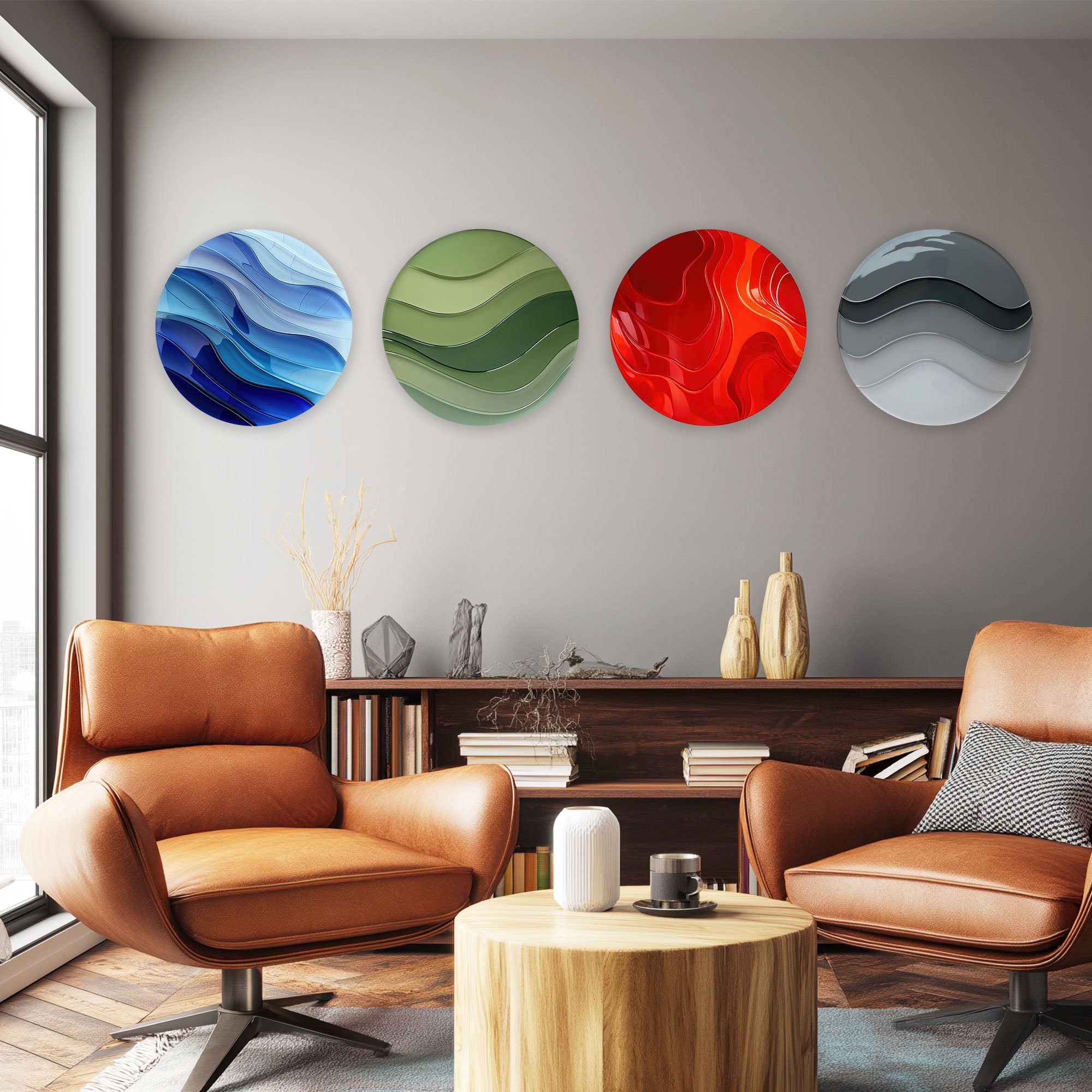 Artronauts Glass Print Colourful Layers - Round Wall Art Set