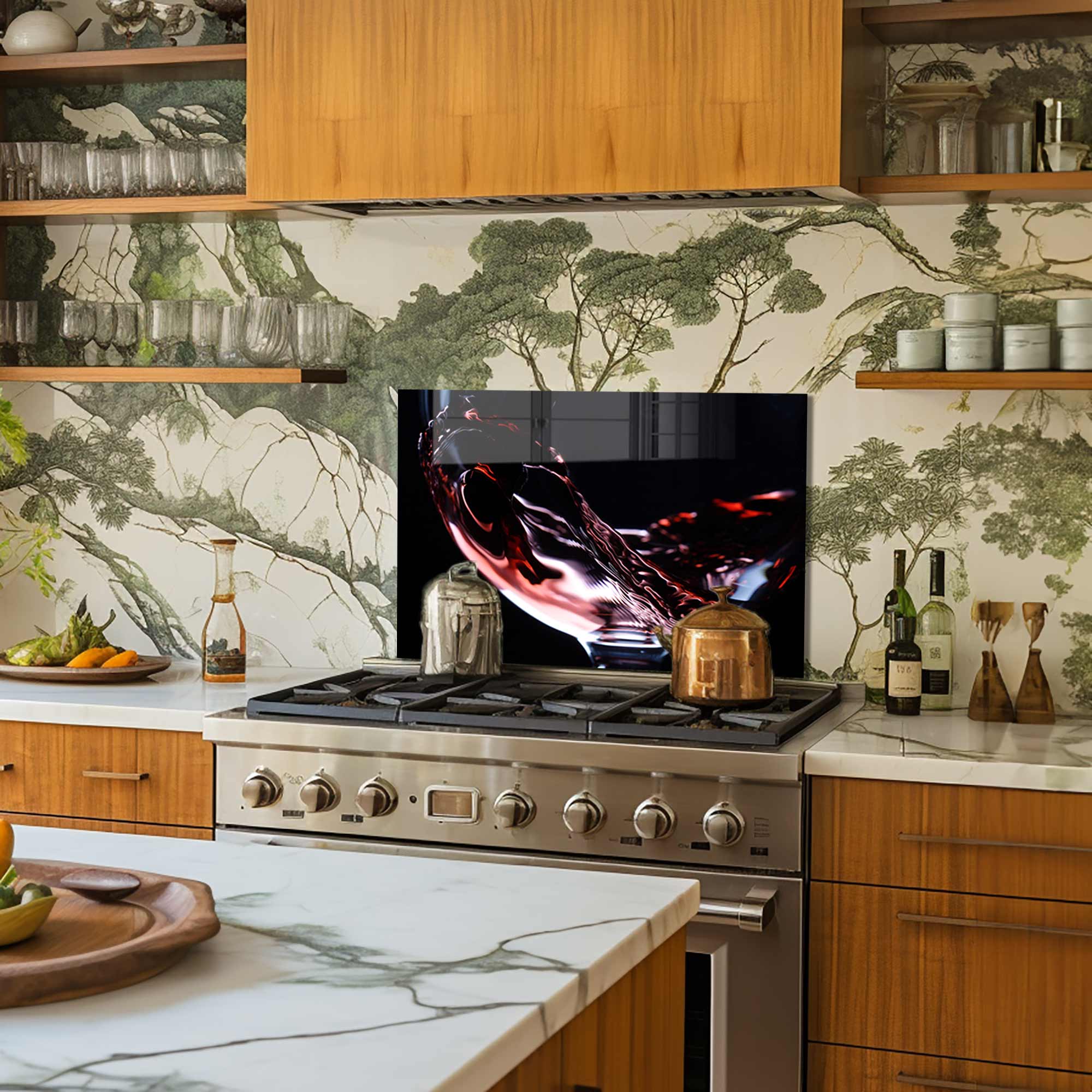 Artronauts Glass Print 90x60 cm | 35.4"x23.6" Glass of Wine - Glass Splashback