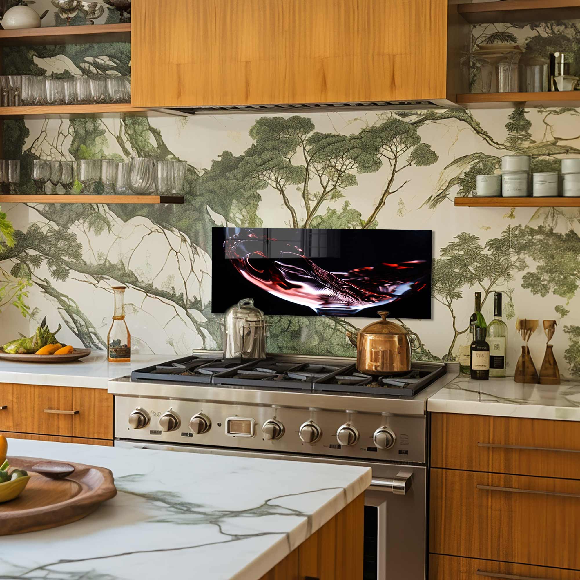 Artronauts Glass Print 92x36 cm | 36.2"x14.2" Glass of Wine - Glass Splashback