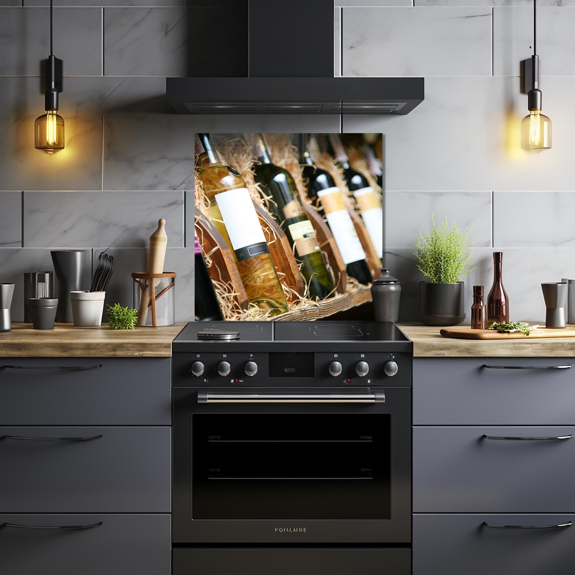 Artronauts Glass Print 60x60 cm | 23.6"x23.6" Wine Bottles - Glass Splashback