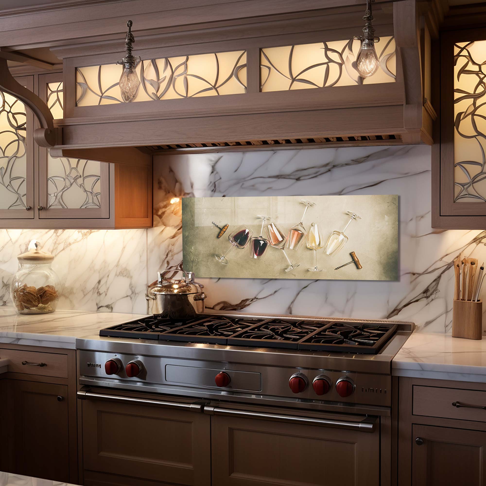 Artronauts Glass Print 92x36 cm | 36.2"x14.2" Wine Class - Glass Splashback