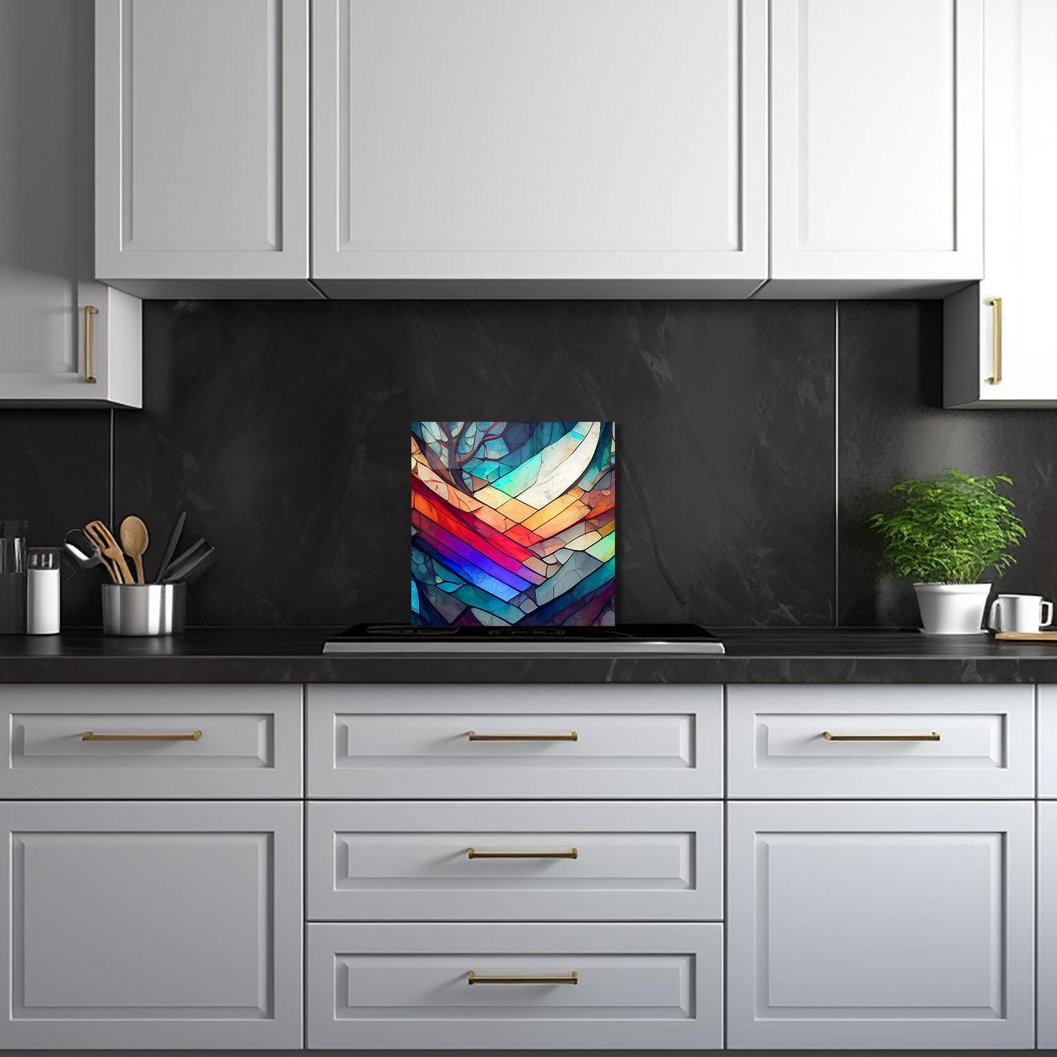 Artronauts Glass Print 40x40 cm | 15.7"x15.7" Colourful Marbles - Glass Splashback