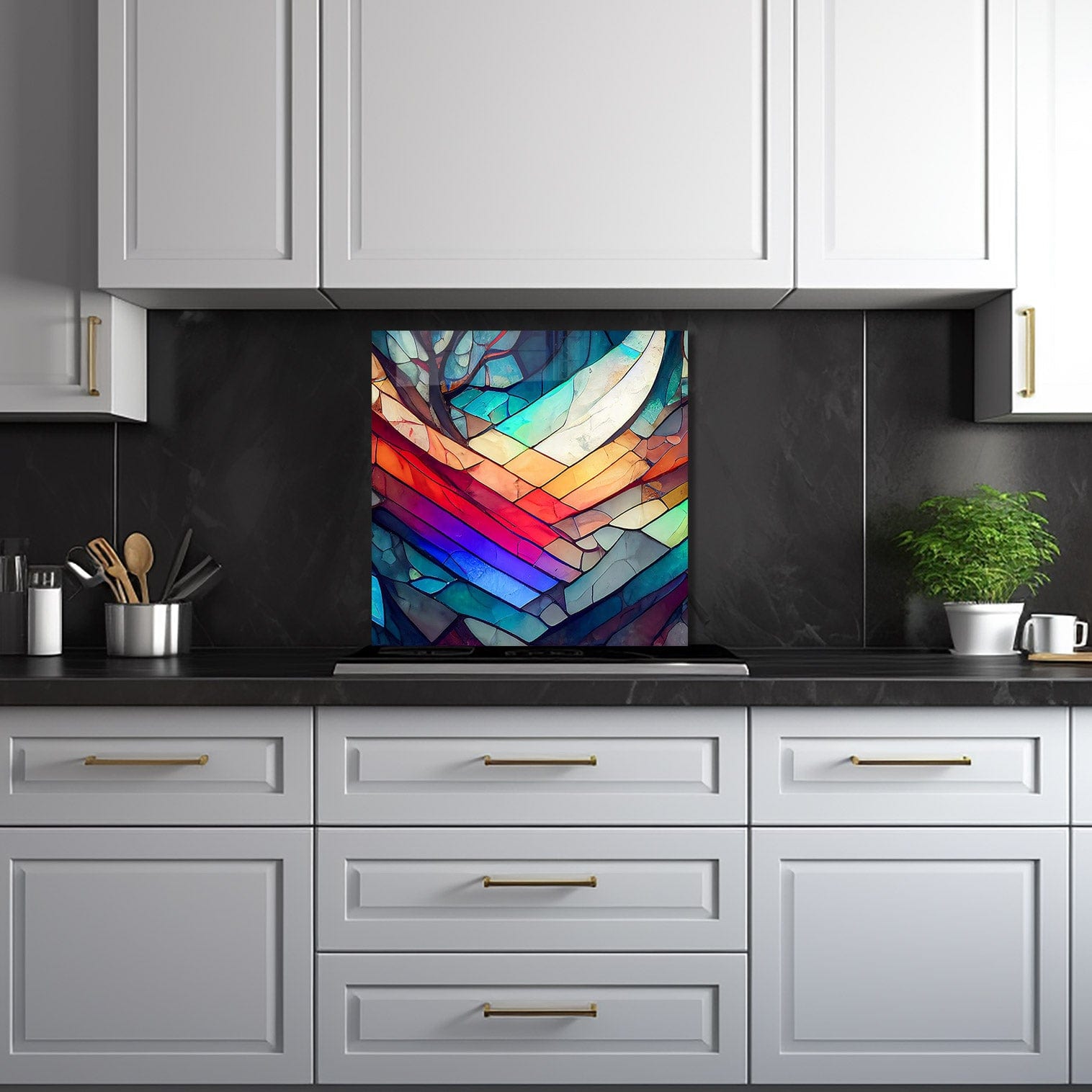 Artronauts Glass Print 60x60 cm | 23.6"x23.6" Colourful Marbles - Glass Splashback